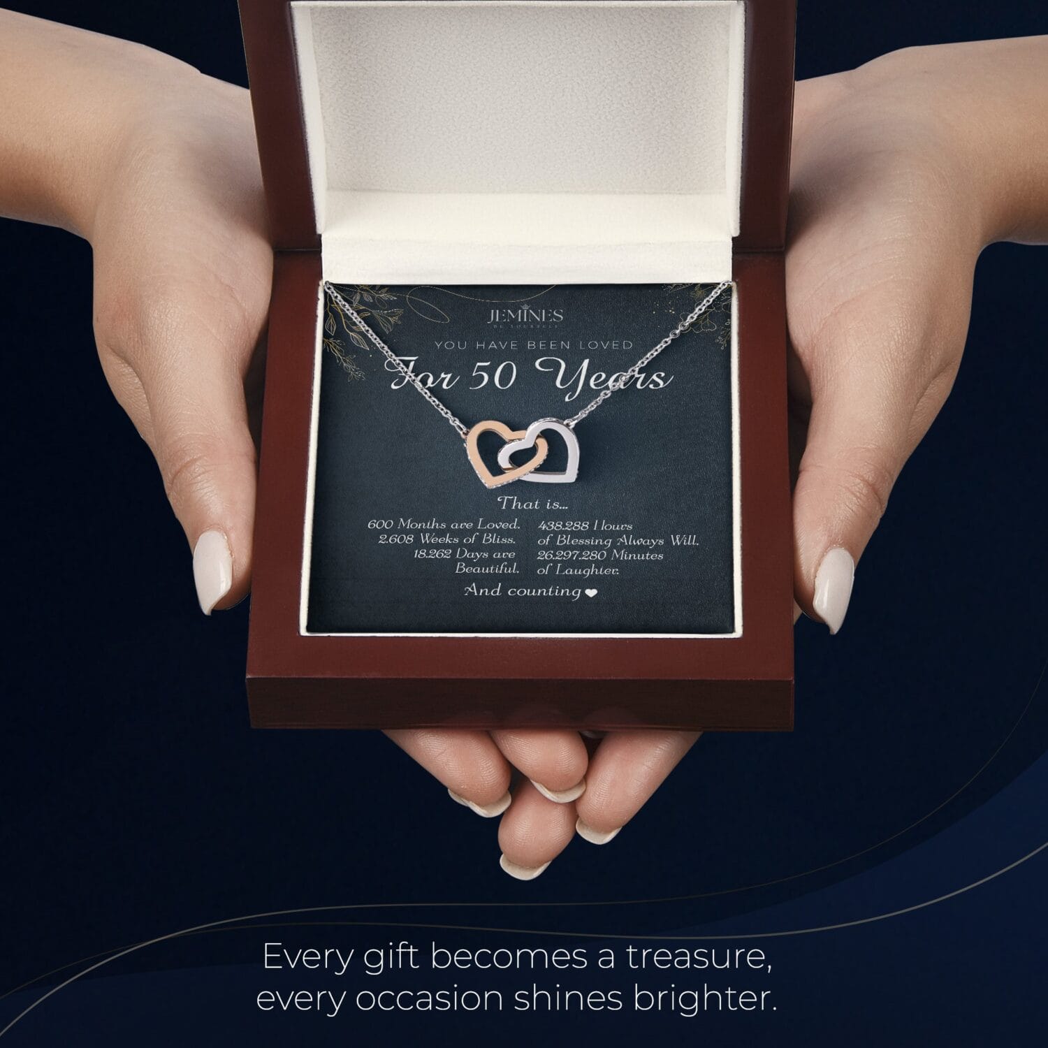 50th Birthday Interlocking Hearts Necklace Elegant Gift - JEMINES