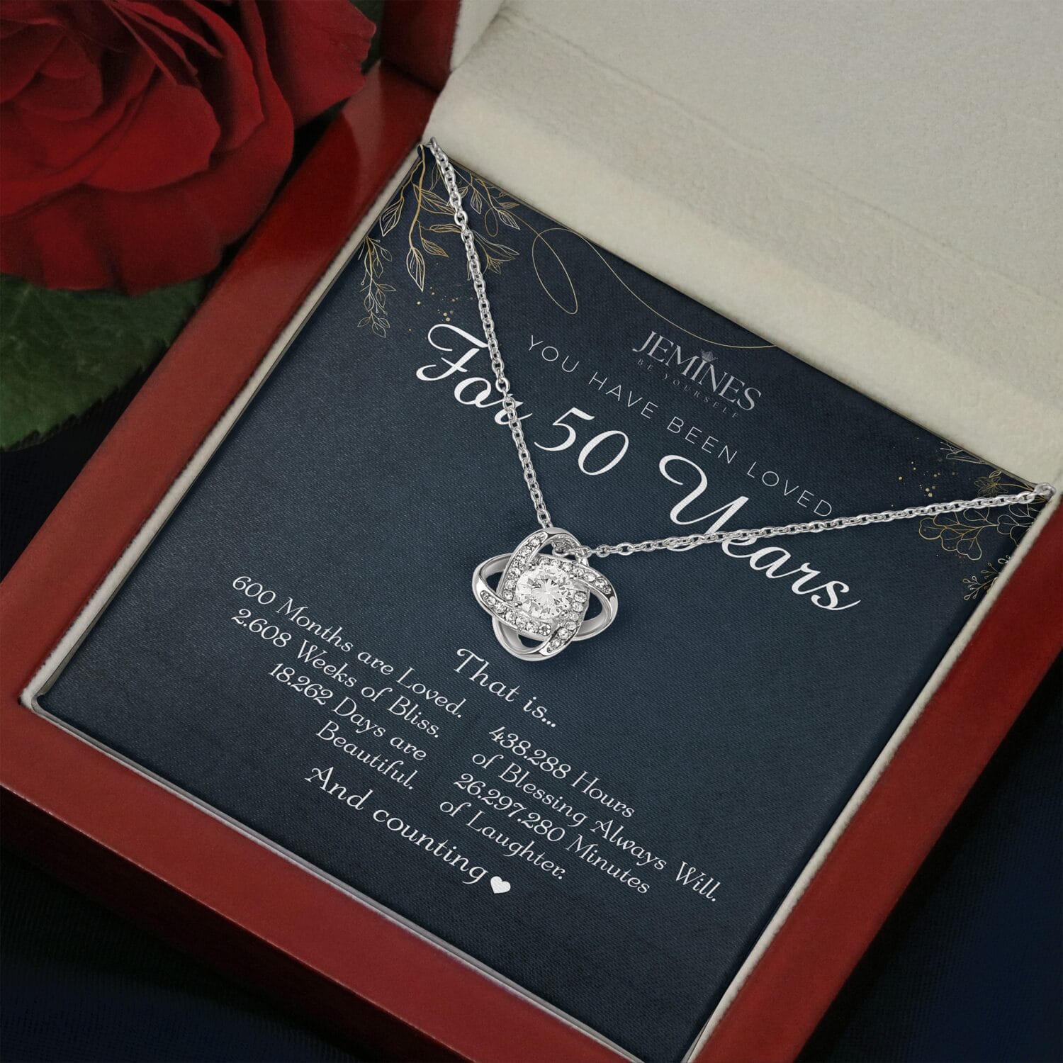 50th Birthday Love Knot Necklace Elegant Gift - JEMINES