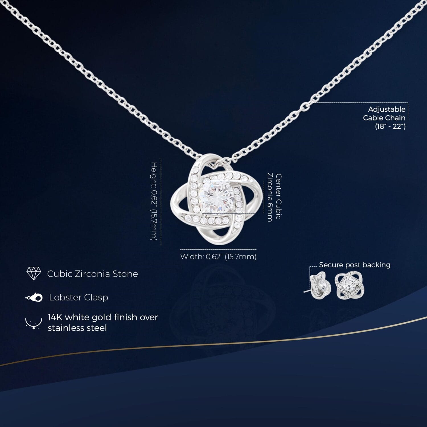 50th Birthday Love Knot Set Necklace Elegant Gift - JEMINES