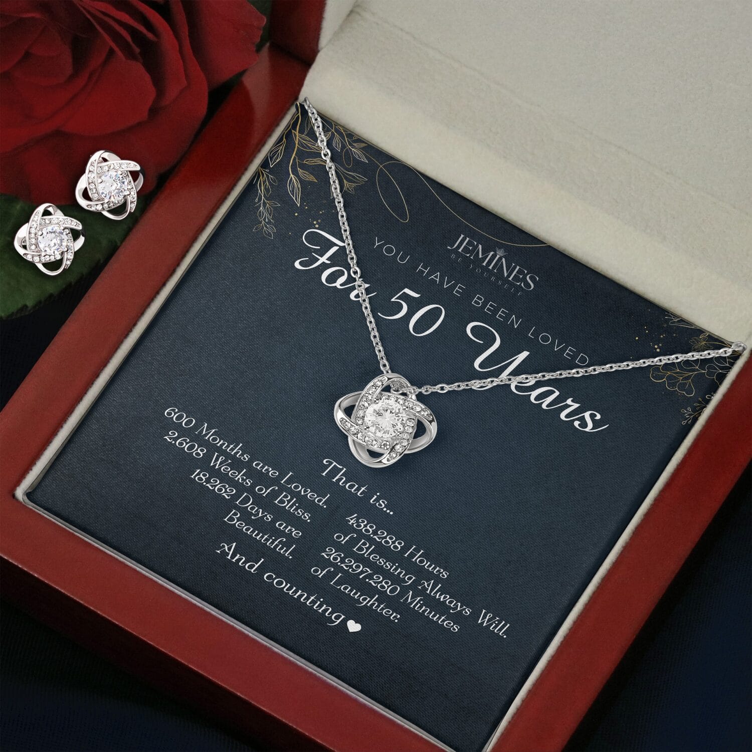 50th Birthday Love Knot Set Necklace Elegant Gift - JEMINES