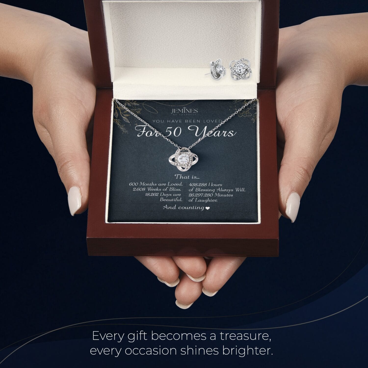 50th Birthday Love Knot Set Necklace Elegant Gift - JEMINES