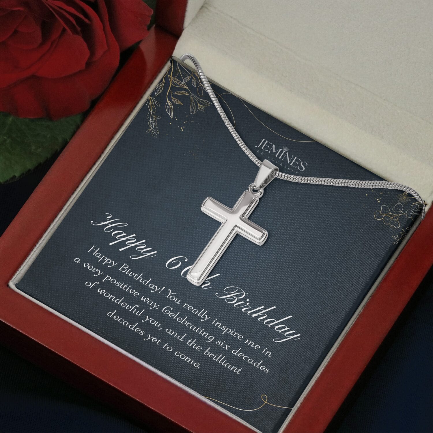 60th Birthday Artisan Cross Necklace Elegant Gift - JEMINES