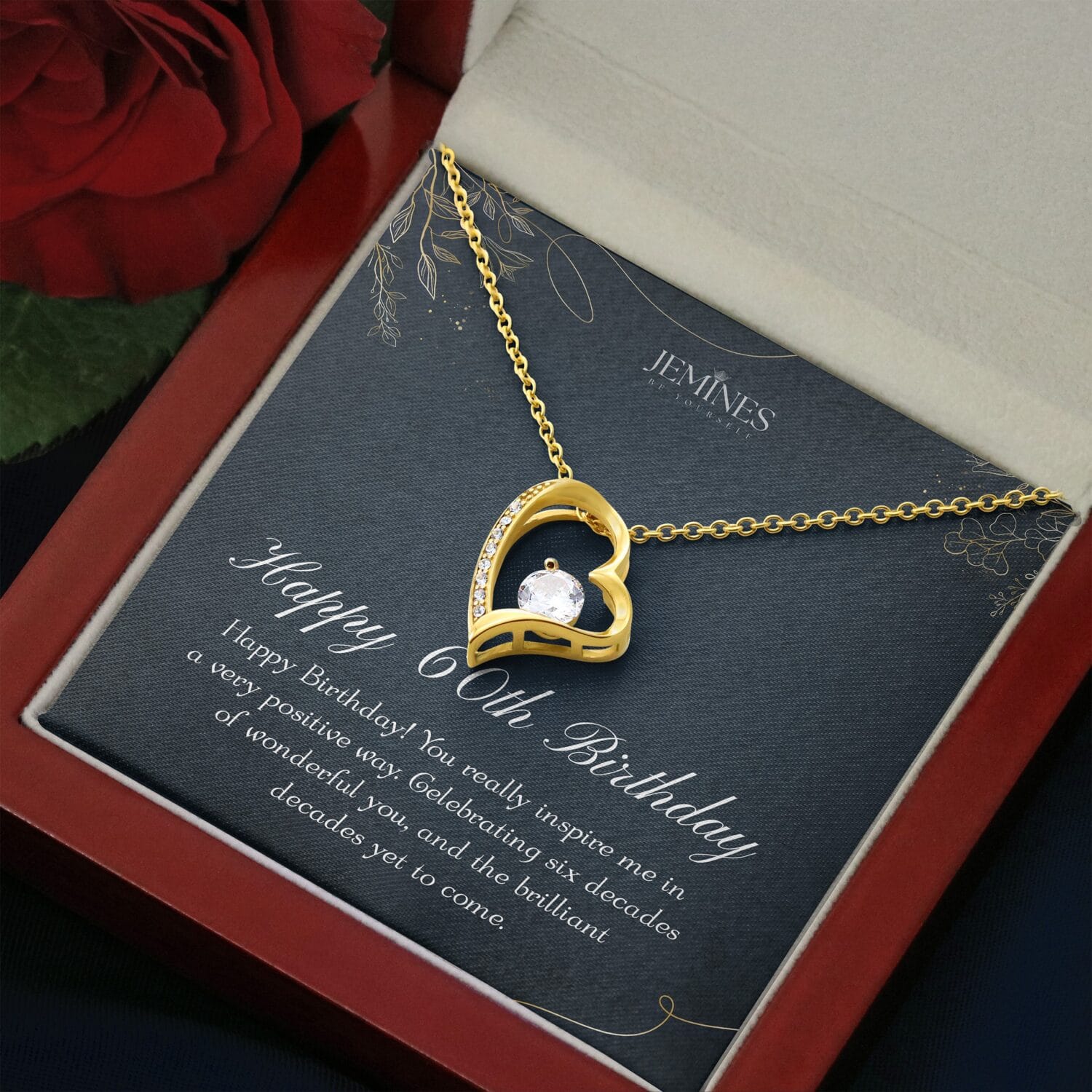 60th Birthday Forever Love Gold Necklace Elegant Gift - JEMINES