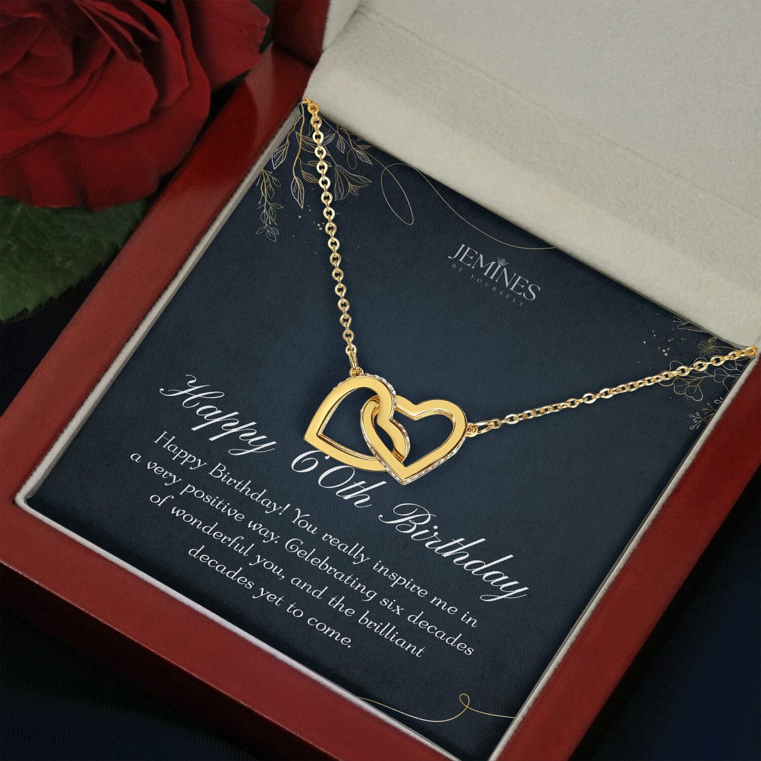 60th Birthday Interlocking Gold Necklace Elegant Gift - JEMINES