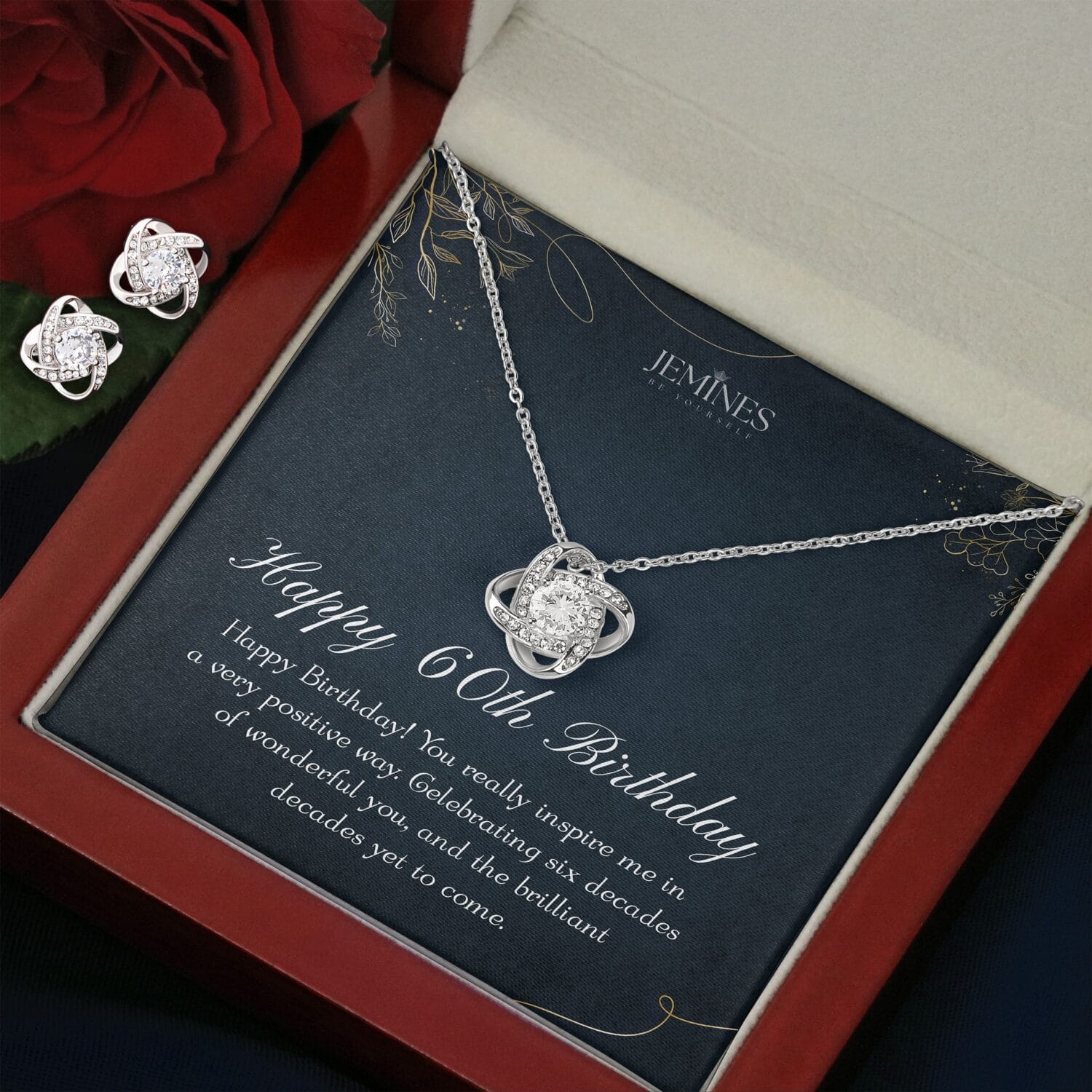 60th Birthday Love Knot Set Necklace Elegant Gift - JEMINES