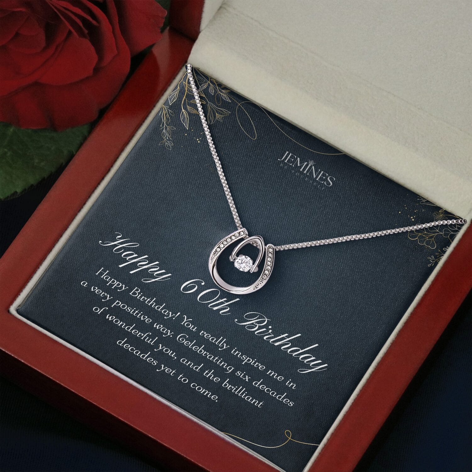 60th Birthday Lucky in Love Necklace Elegant Gift - JEMINES
