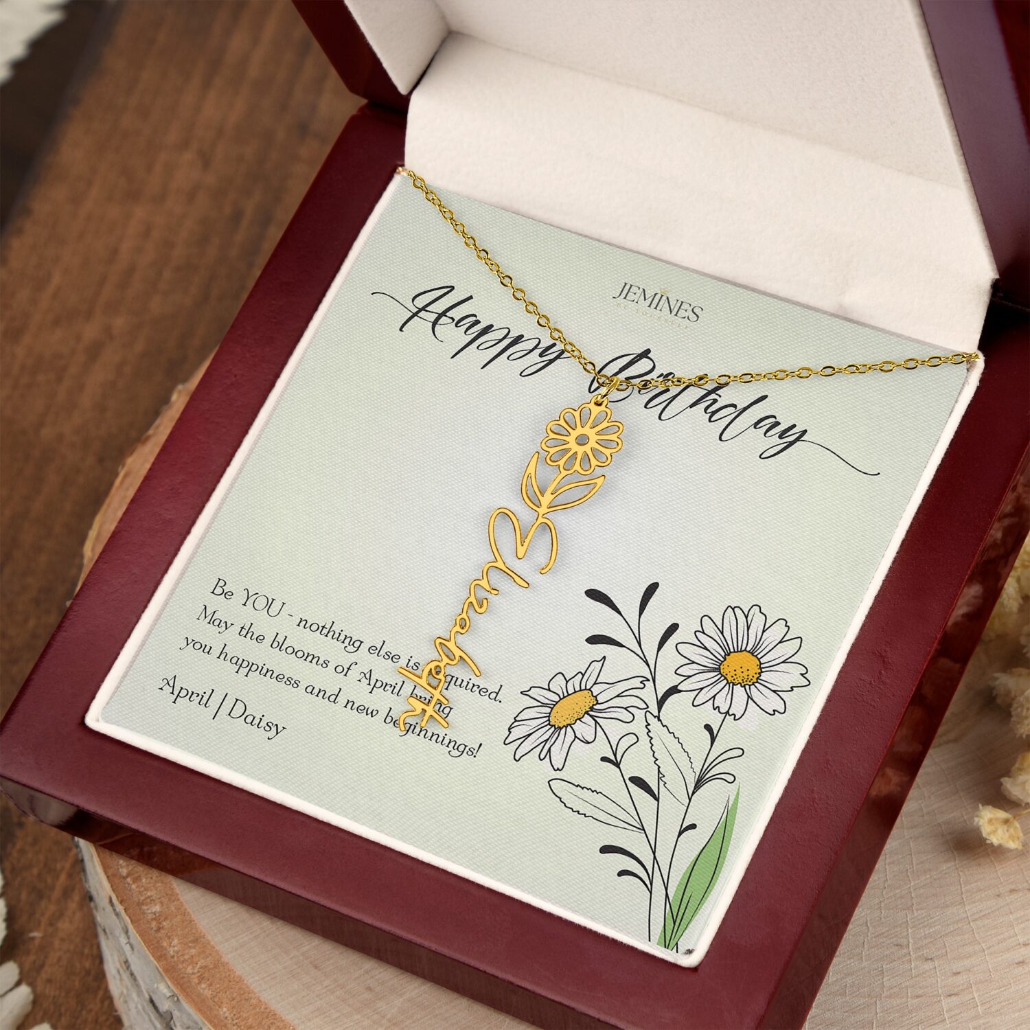 Alternative view of April Birth Flower Gold Necklace Custom Gift