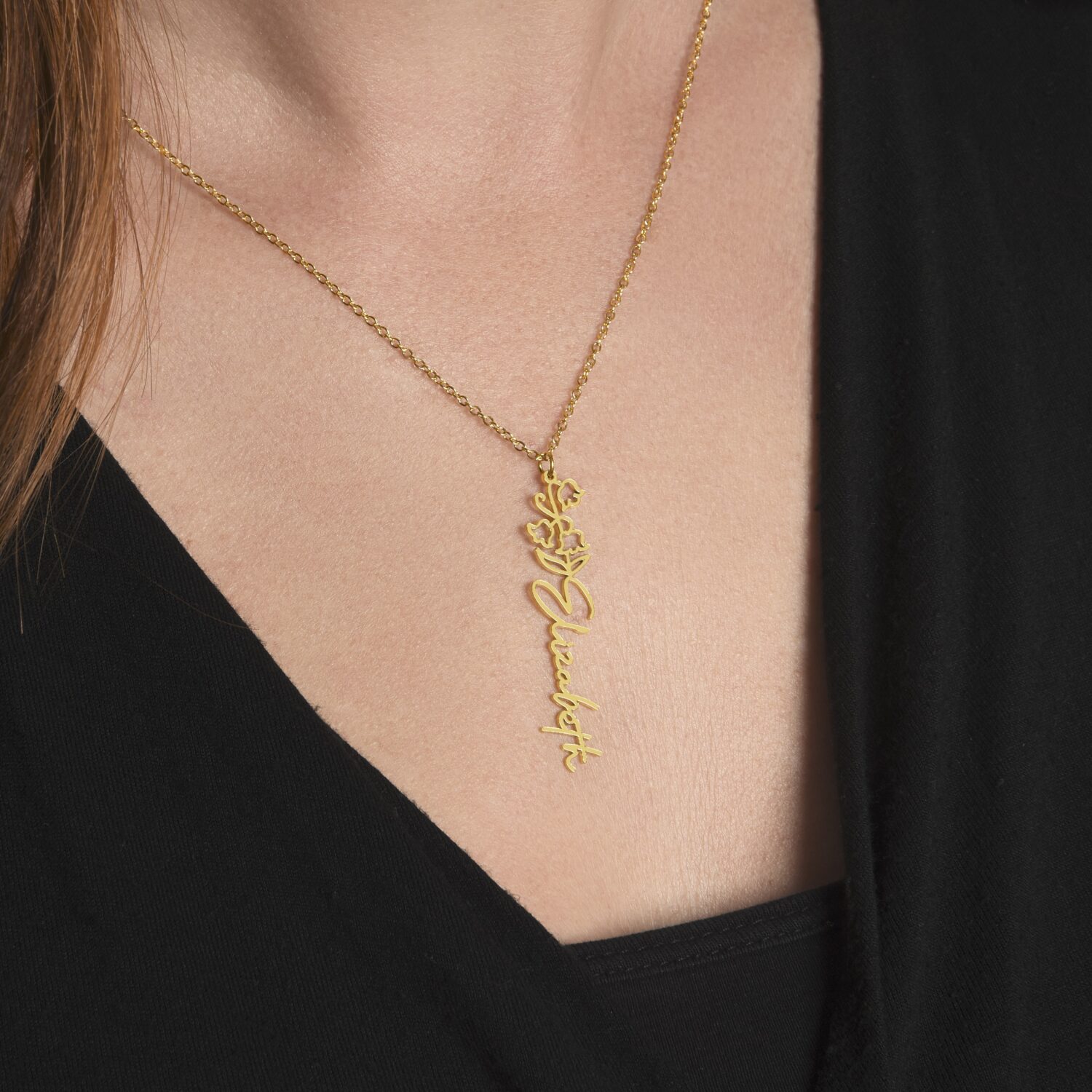 April Birth Flower Gold Necklace Custom Gift - JEMINES