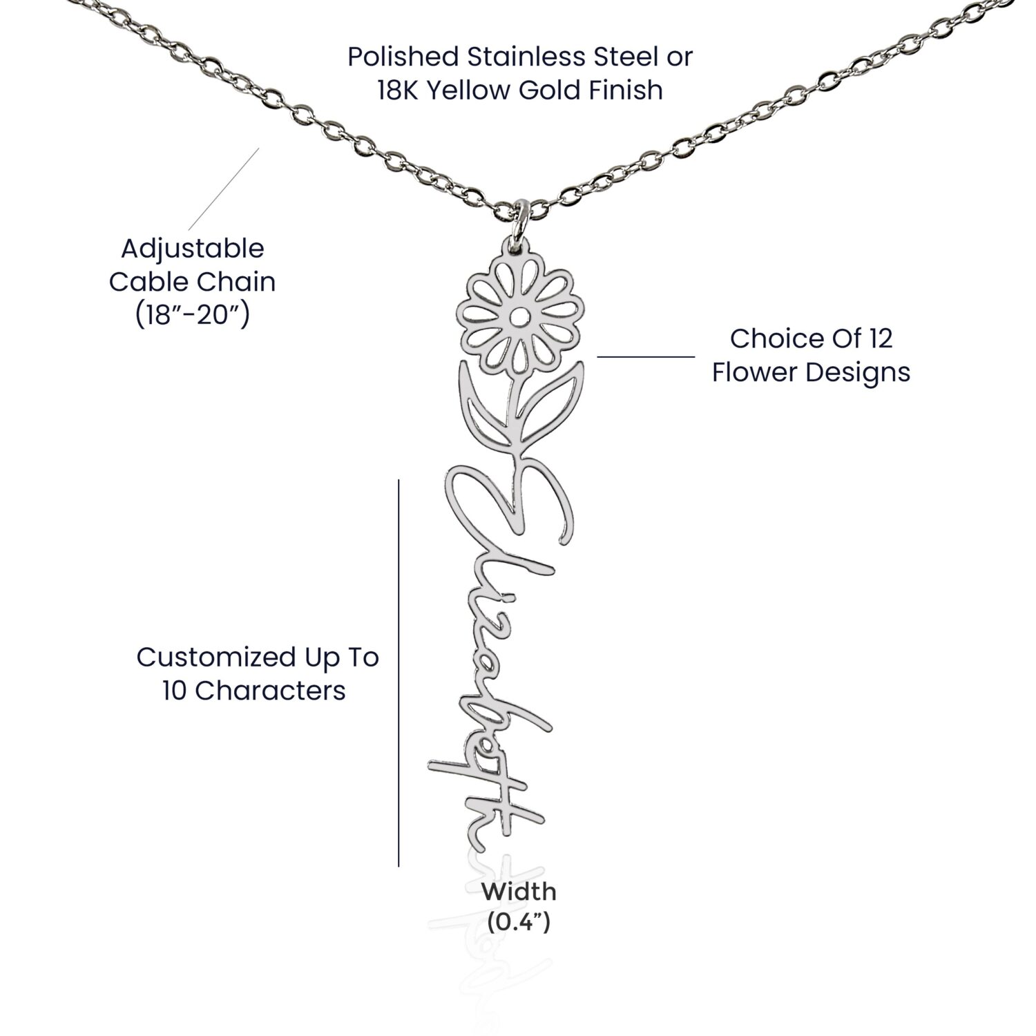 April Birth Flower Necklace Custom Elegant Gift - JEMINES