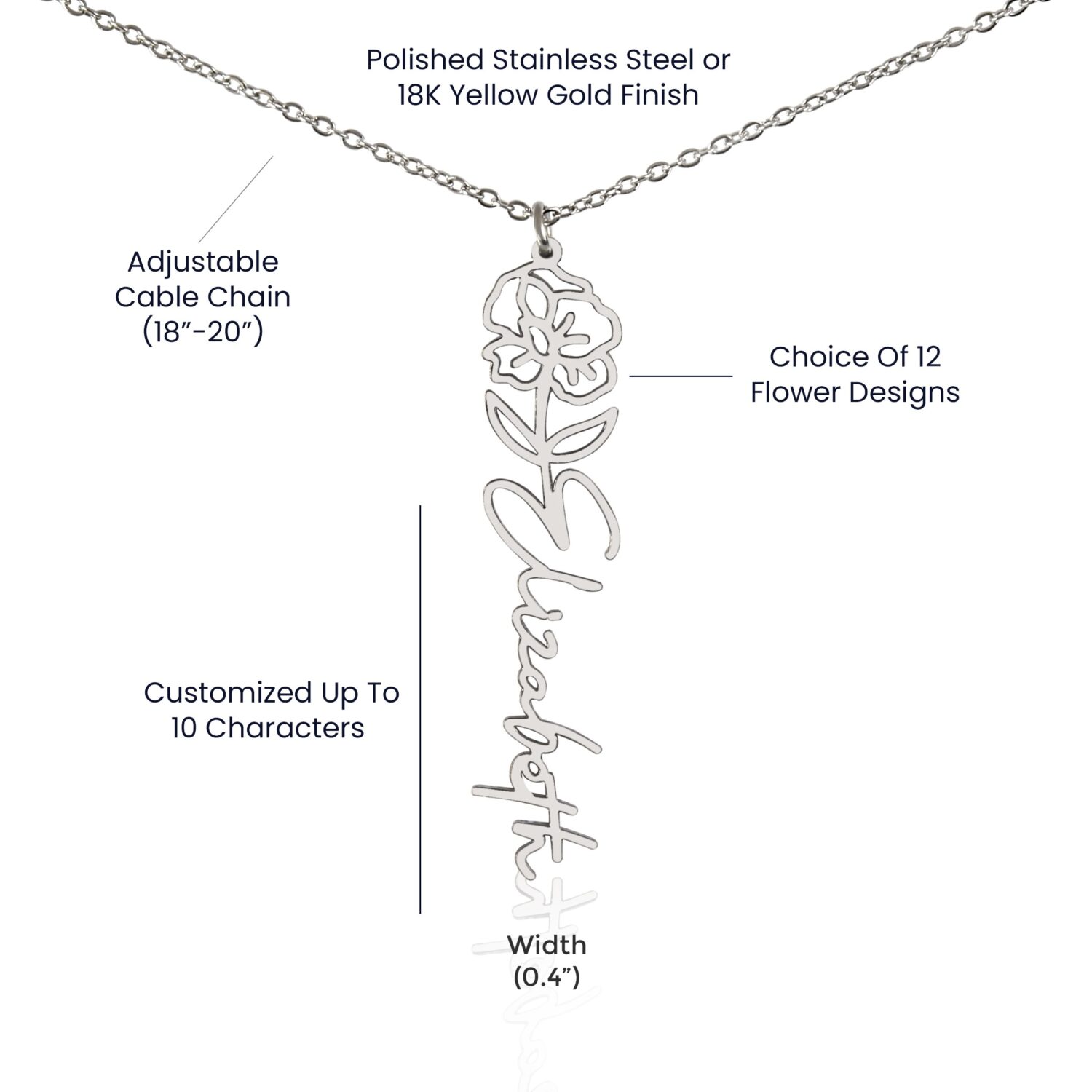 August Birth Flower Necklace Custom Elegant Gift - JEMINES