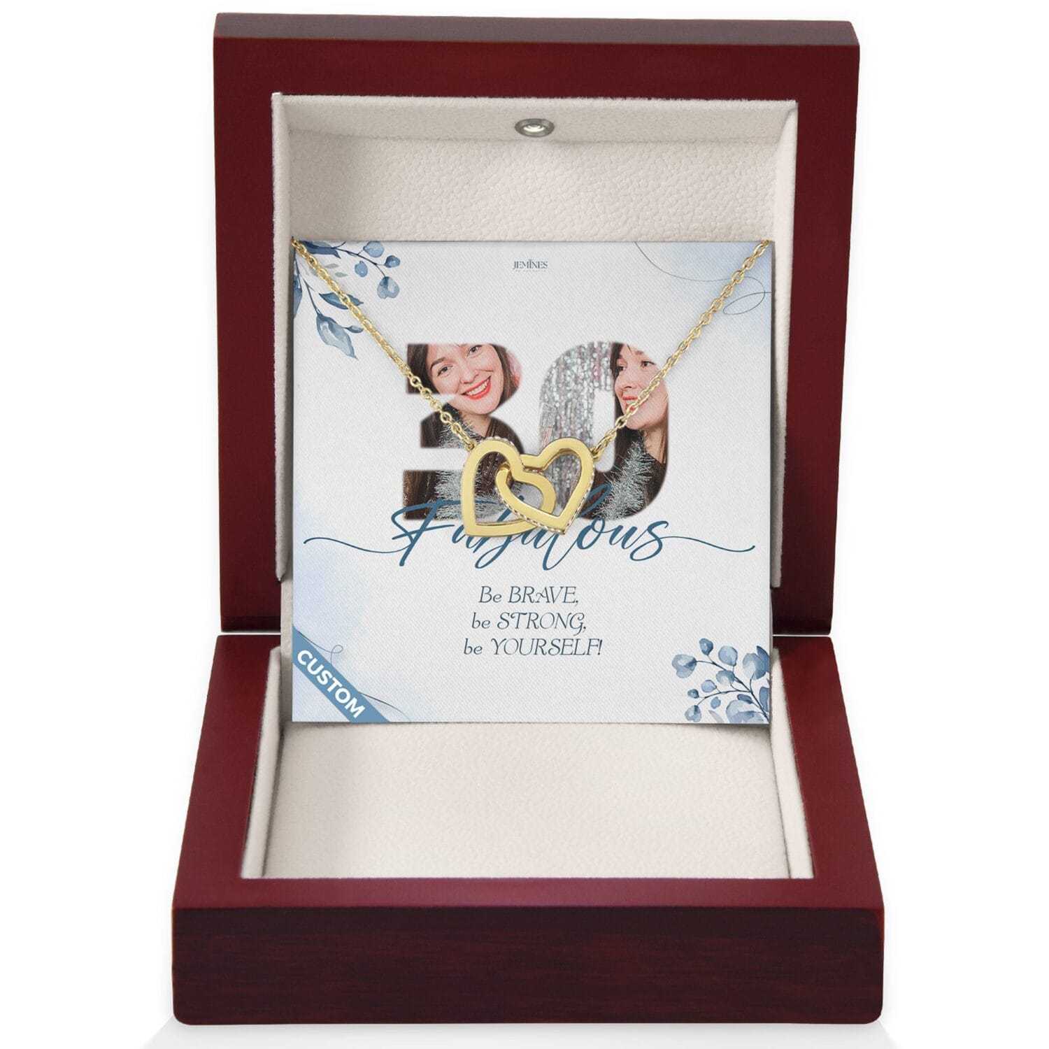 Custom Birthday Interlock Gold Necklace Gift