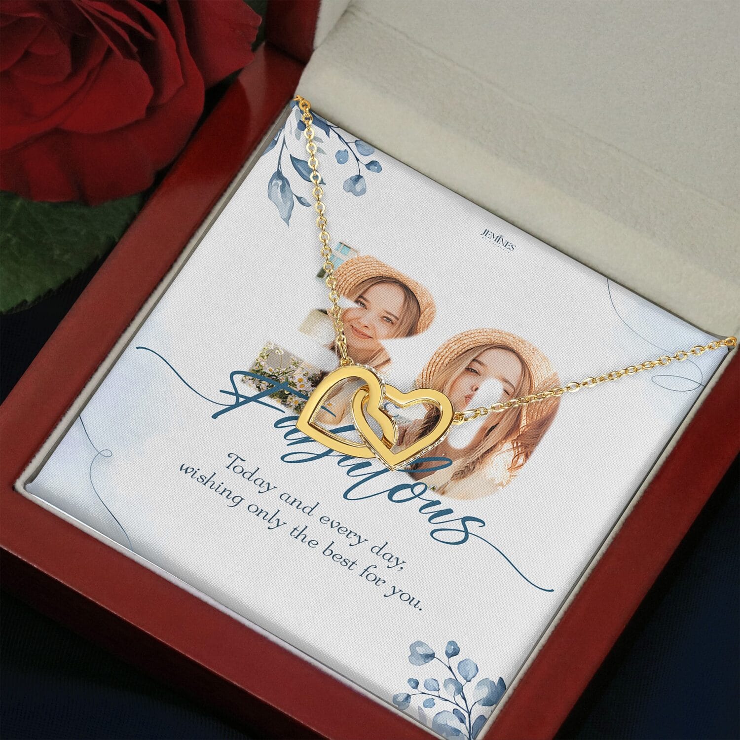Custom Birthday Interlock Gold Necklace Elegant Gift - JEMINES