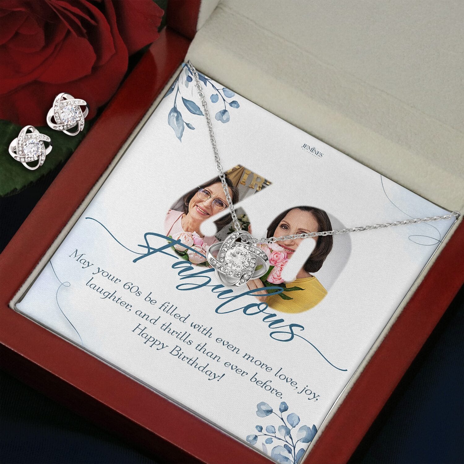 Custom Birthday Love Knot Set Necklace Elegant Gift - JEMINES