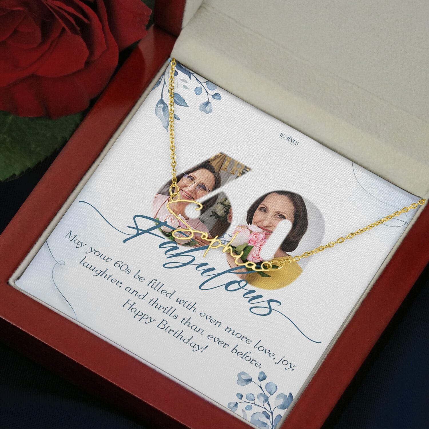Custom Birthday Sign Name Gold Necklace Elegant Gift - JEMINES