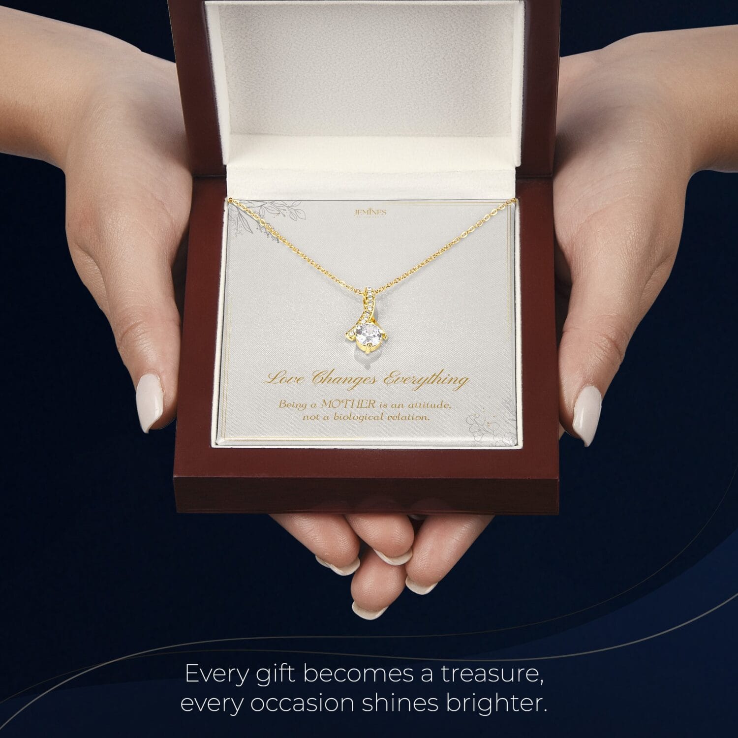 Bonus Mom Alluring Beauty Gold Necklace Elegant Gift - JEMINES