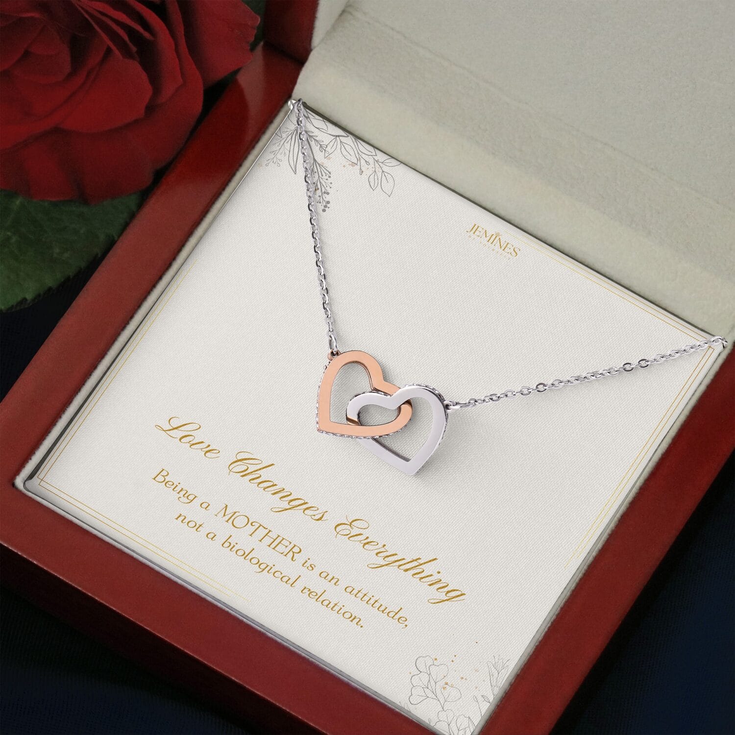 Bonus Mom Interlocking Hearts Necklace Elegant Gift - JEMINES