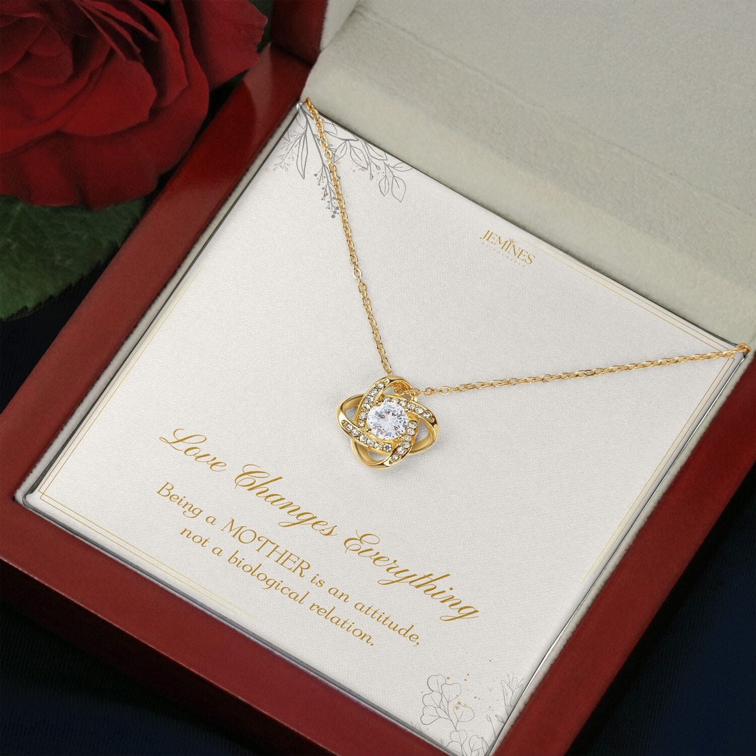Bonus Mom Love Knot Gold Necklace Elegant Gift - JEMINES