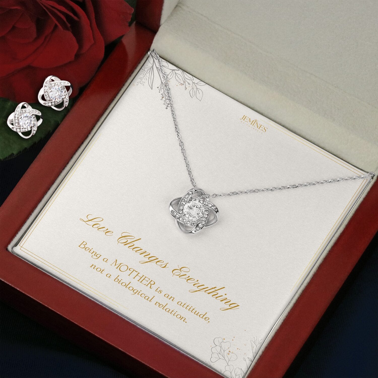 Bonus Mom Love Knot Set Necklace Elegant Gift - JEMINES
