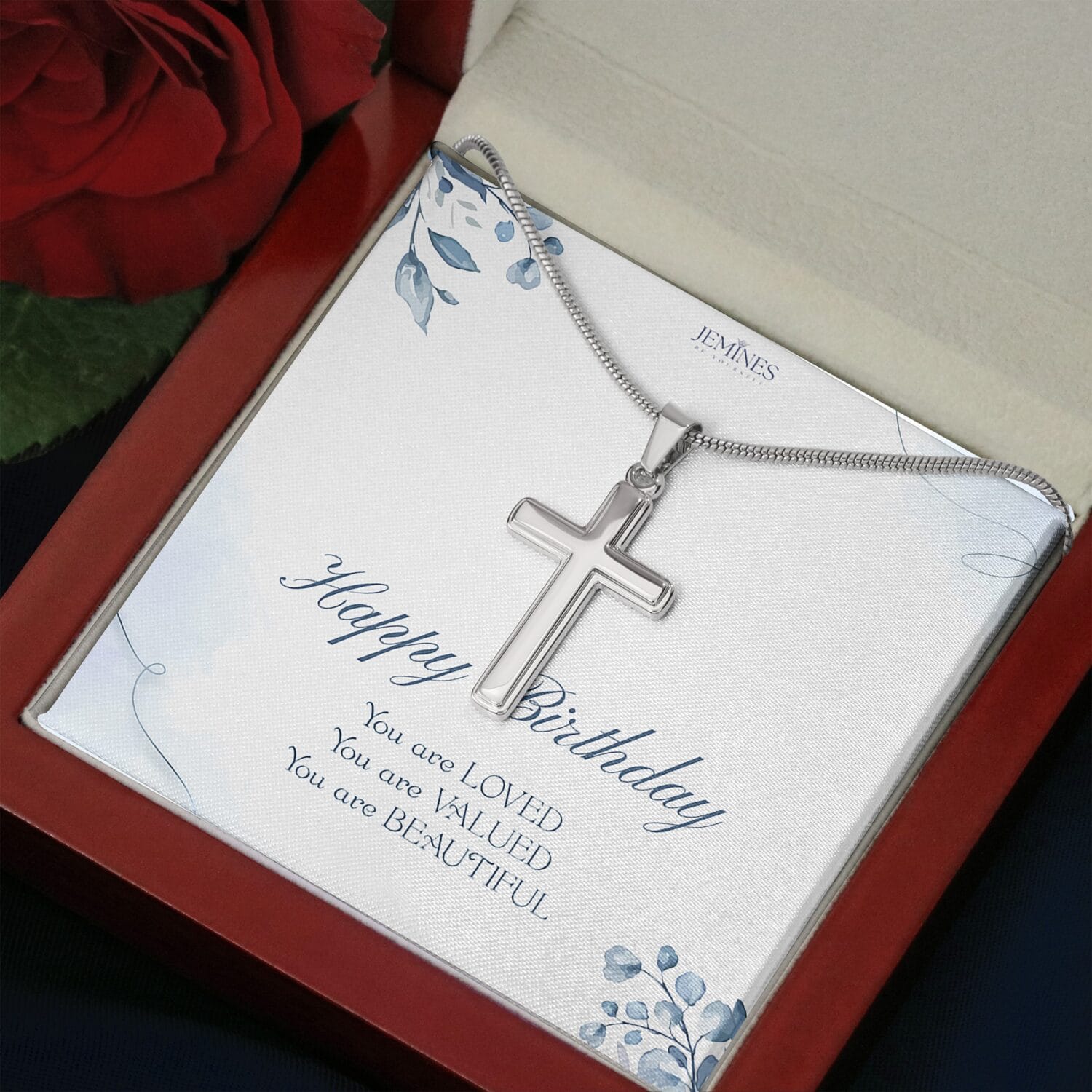 Birthday Artisan Cross Necklace Elegant Custom Gift - JEMINES