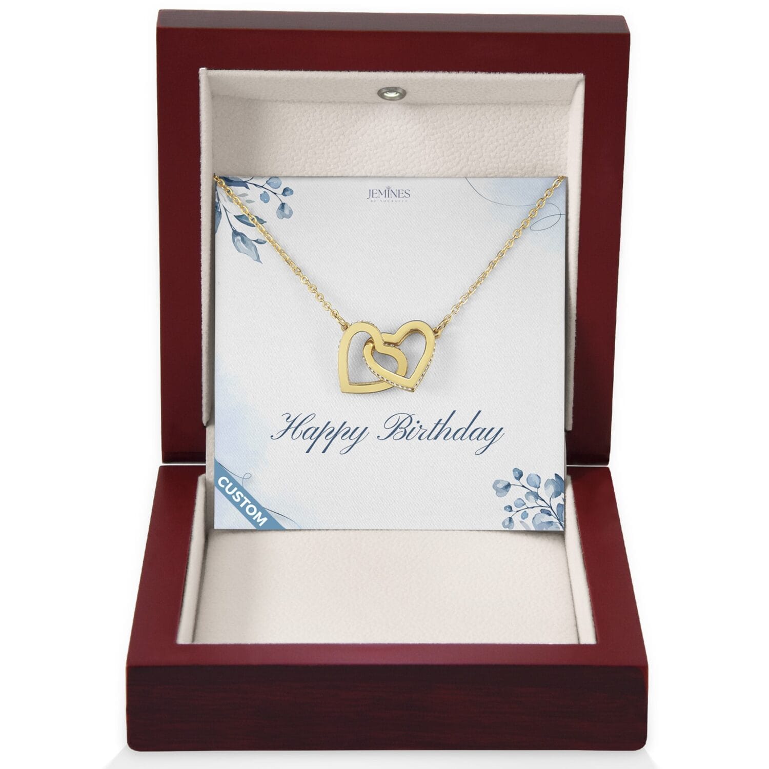 Birthday Interlock Gold Necklace Custom Gift
