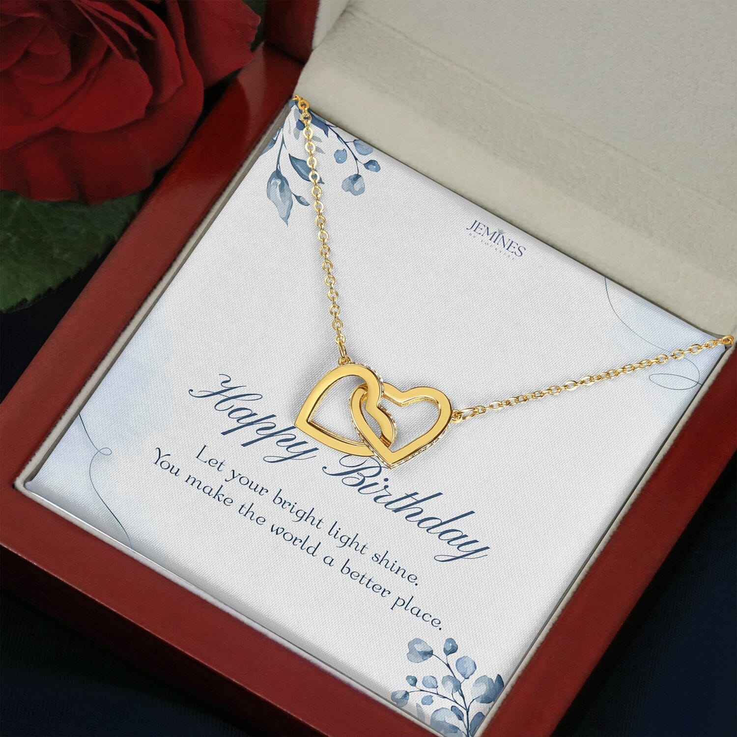 Birthday Interlock Gold Necklace Elegant Custom Gift - JEMINES