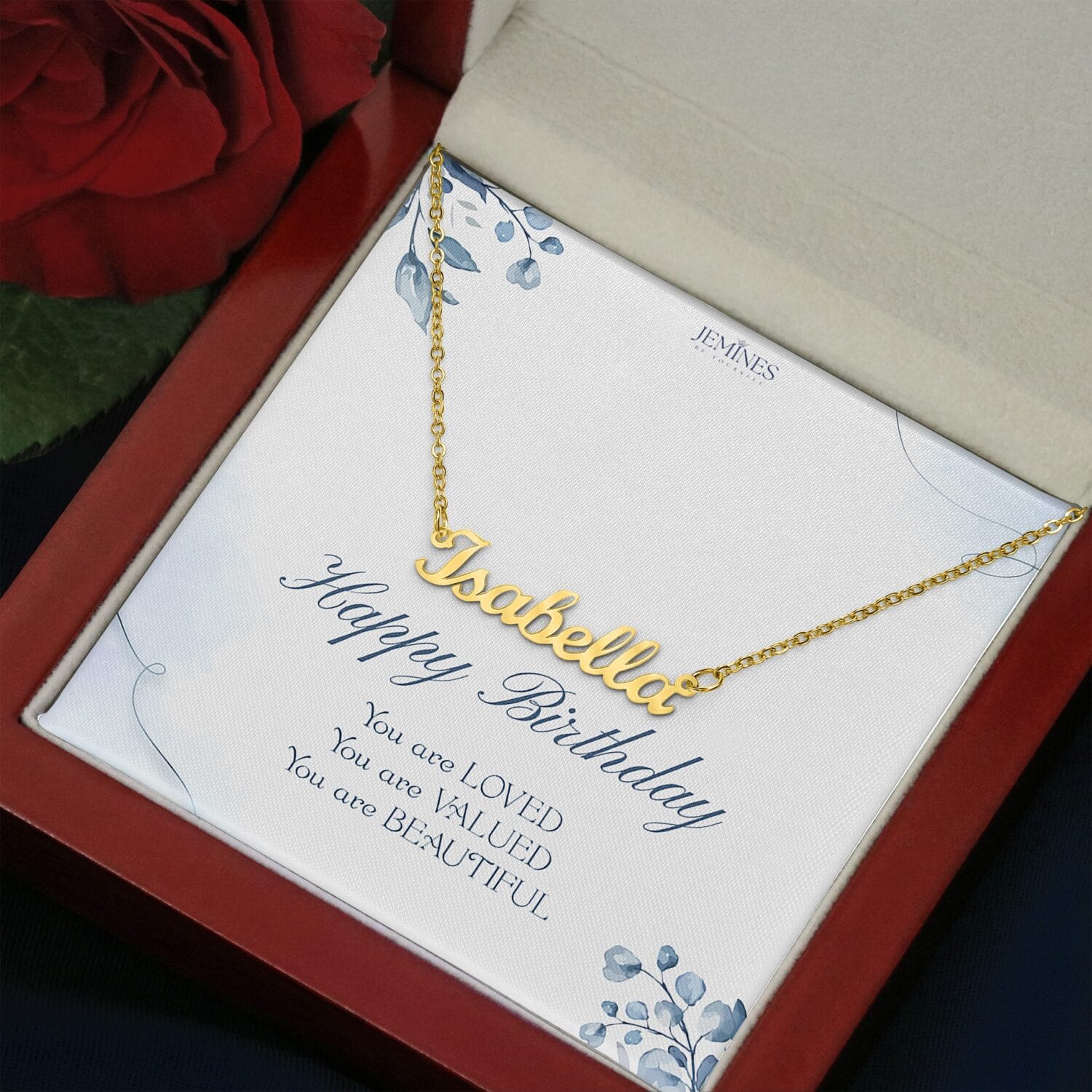 Birthday Name Gold Necklace Elegant Custom Gift - JEMINES