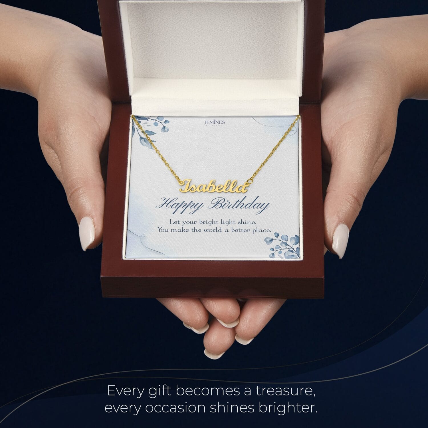 Birthday Name Gold Necklace Elegant Custom Gift - JEMINES