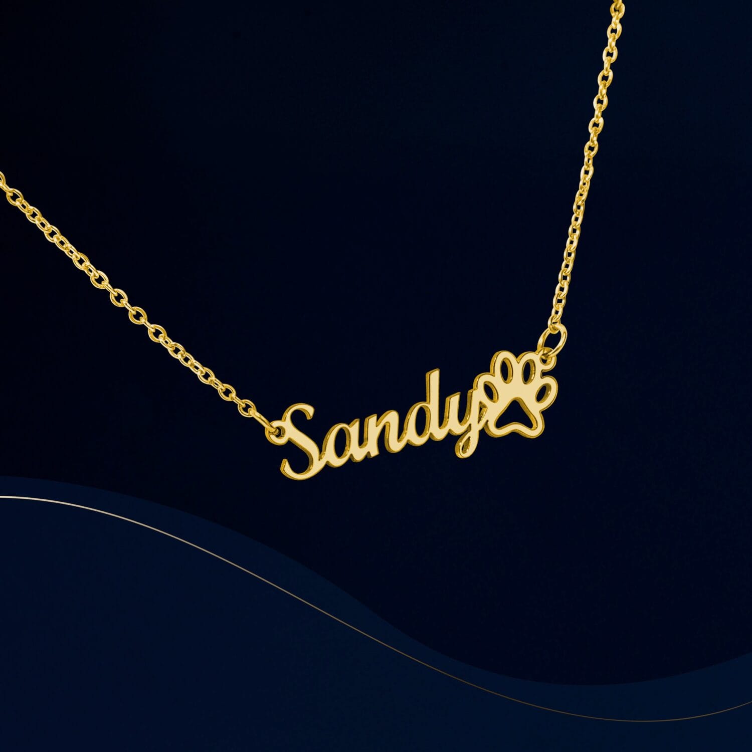 Custom Name Paw Print Gold Necklace Elegant Gift - JEMINES