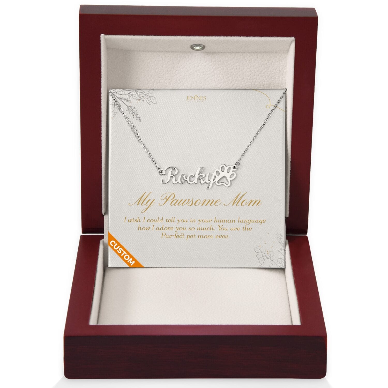 Custom Name Paw Print Necklace Gift