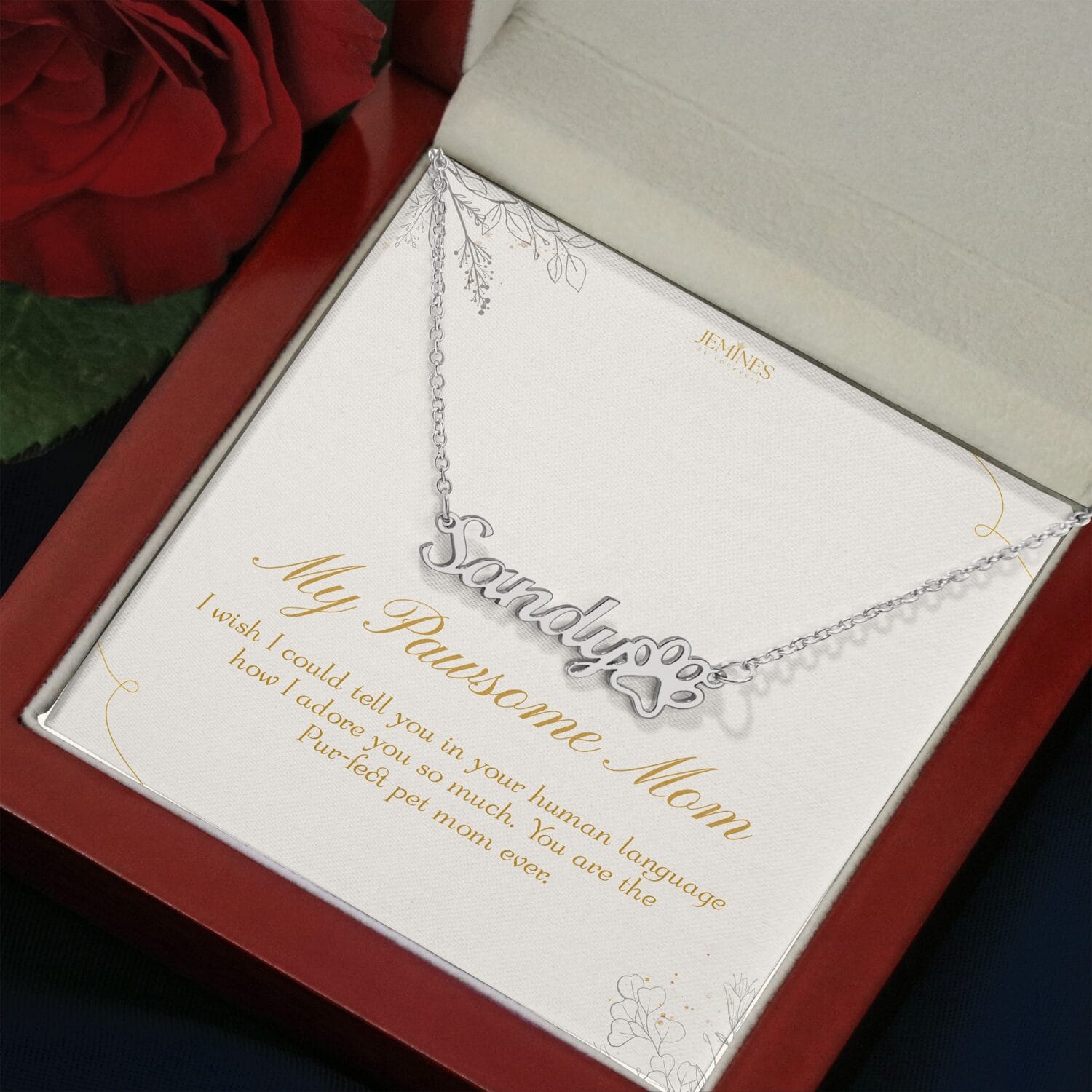 Custom Name Paw Print Necklace Elegant Gift - JEMINES