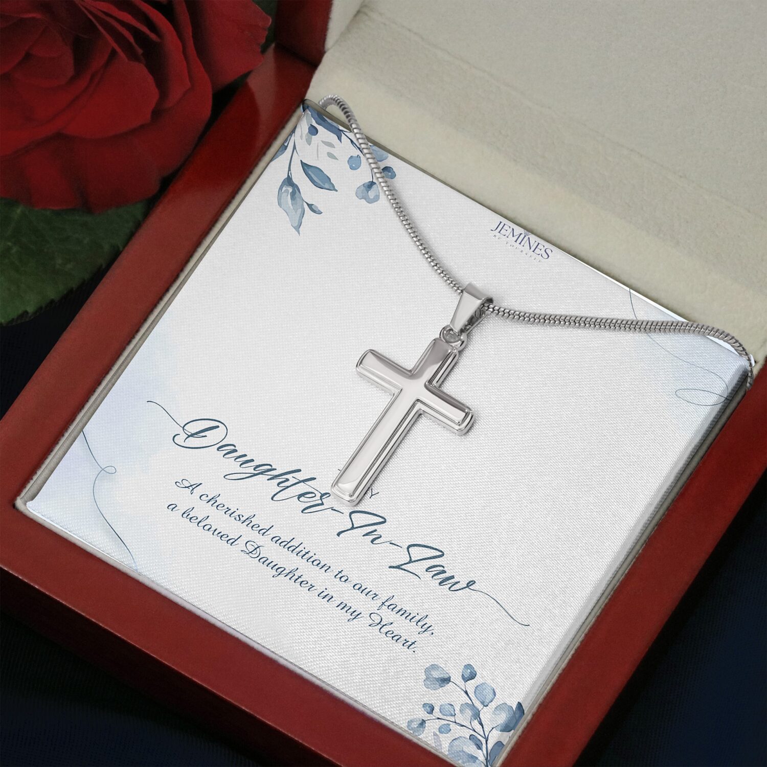 Daughter-In-Law Artisan Cross Necklace Elegant Gift - JEMINES