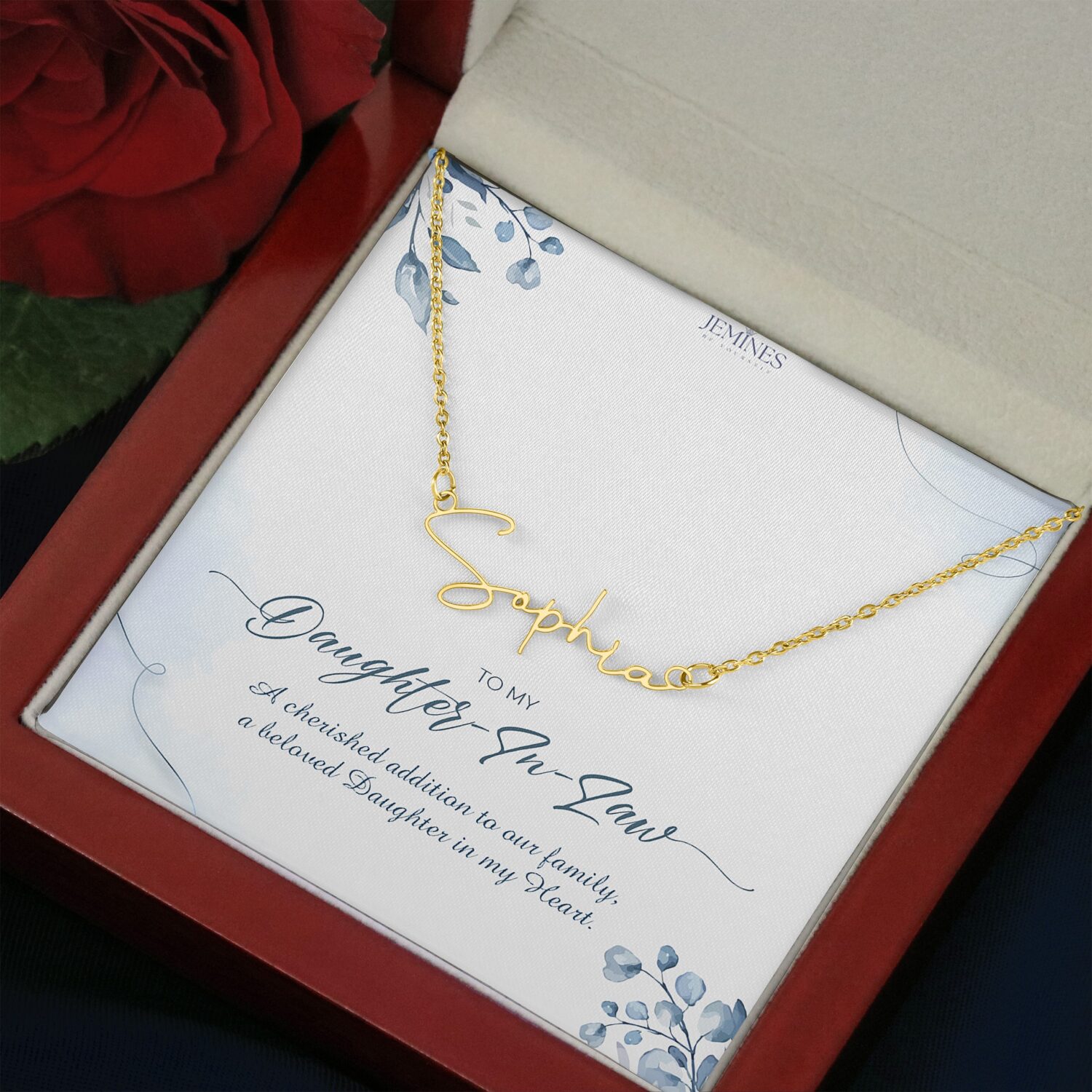 Daughter-In-Law Signature Name Gold Necklace Elegant Gift - JEMINES