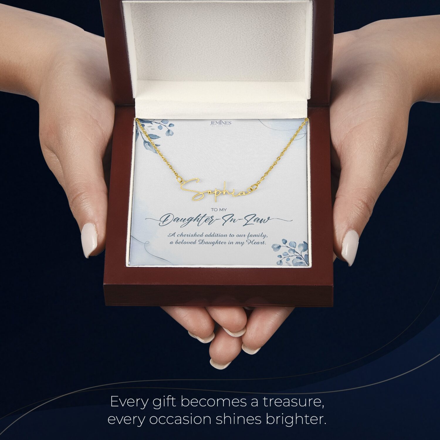 Daughter-In-Law Signature Name Gold Necklace Elegant Gift - JEMINES