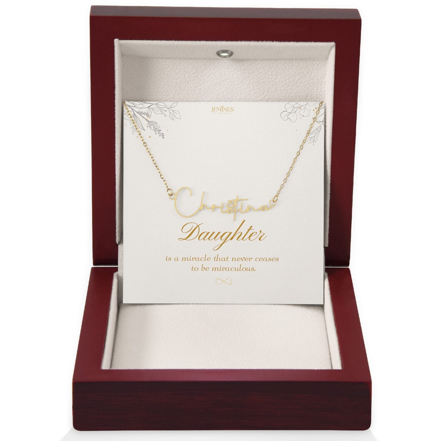 Daughter Signature Name Gold Necklace Gift