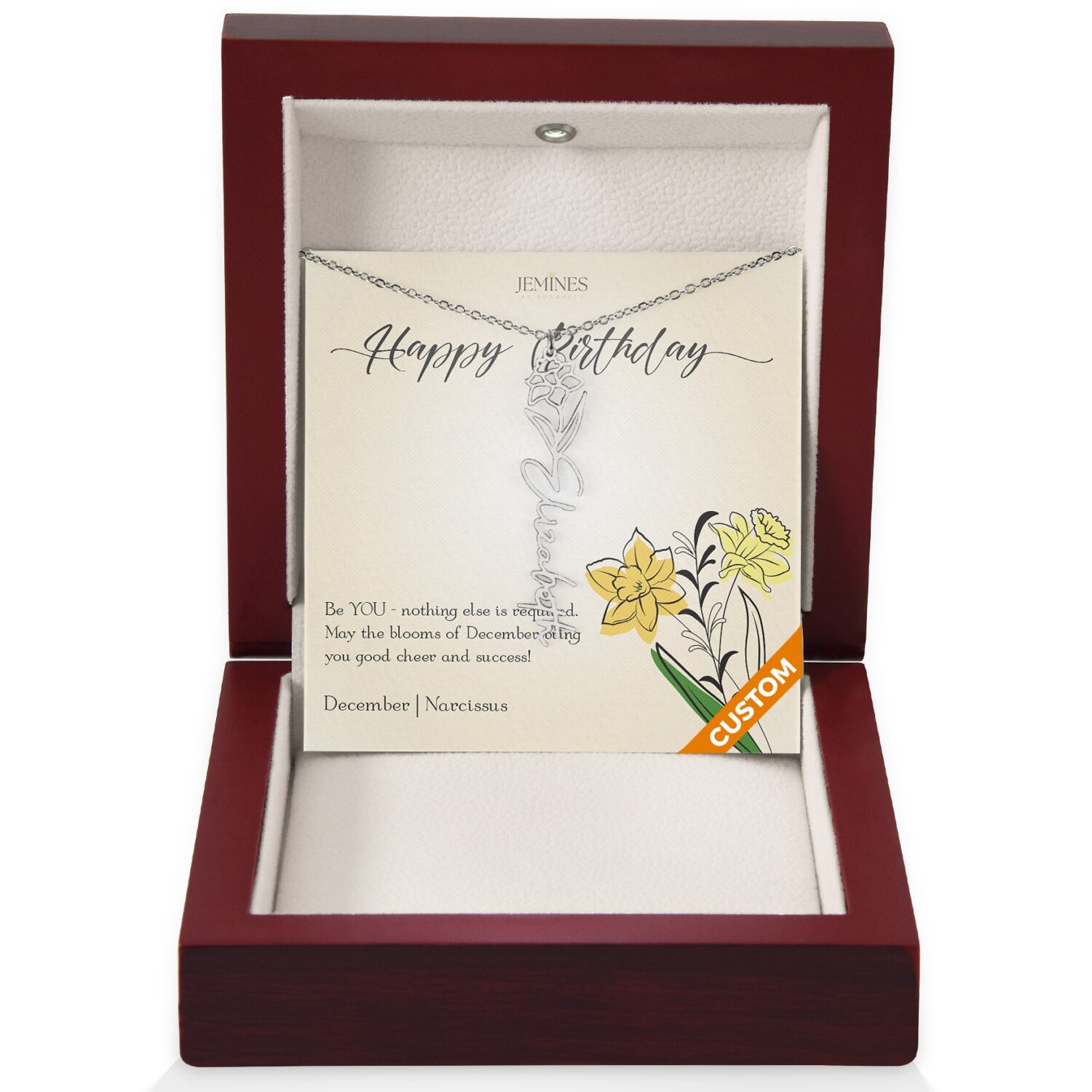 December Birth Flower Necklace Custom Gifts
