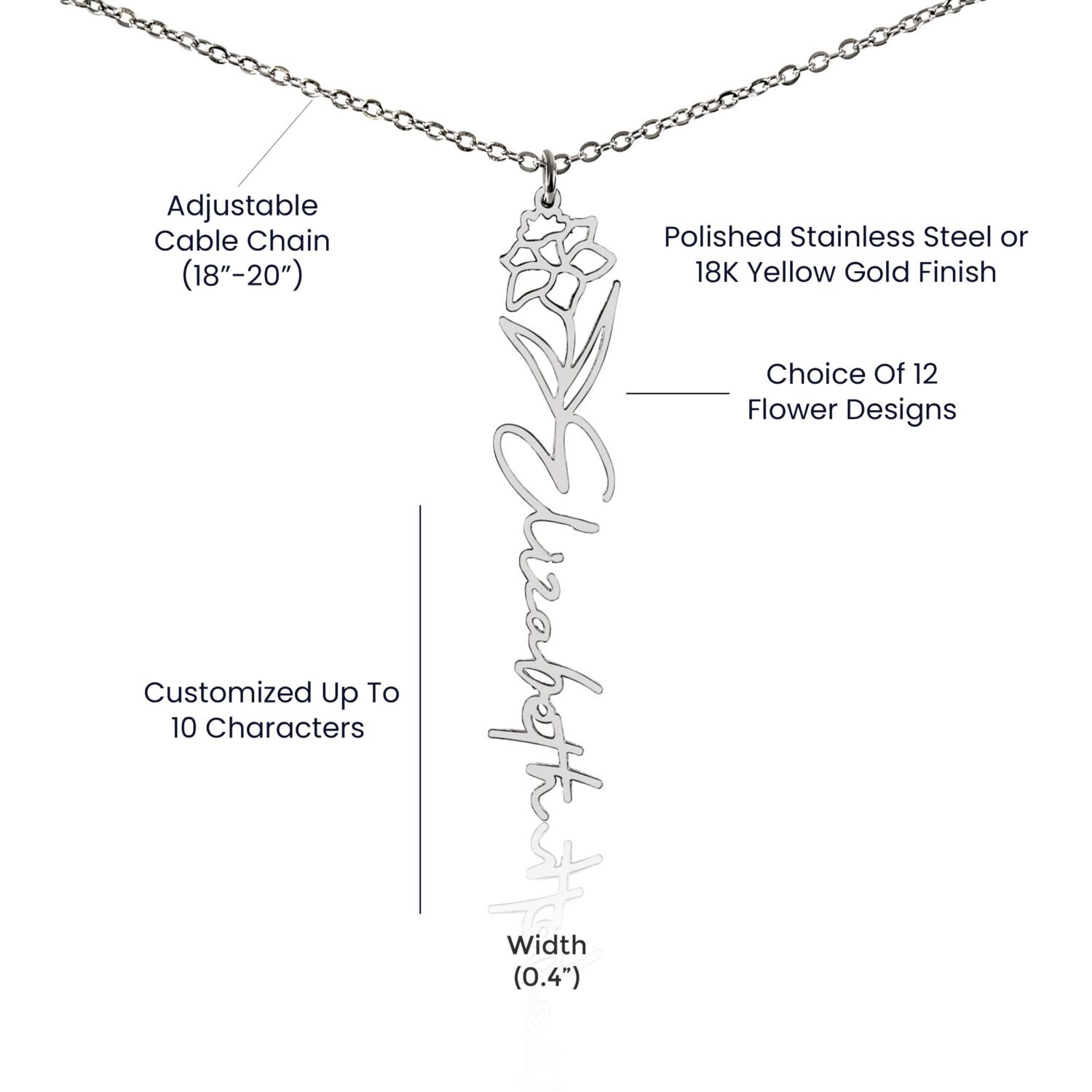 December Birth Flower Necklace Custom Elegant Gift - JEMINES