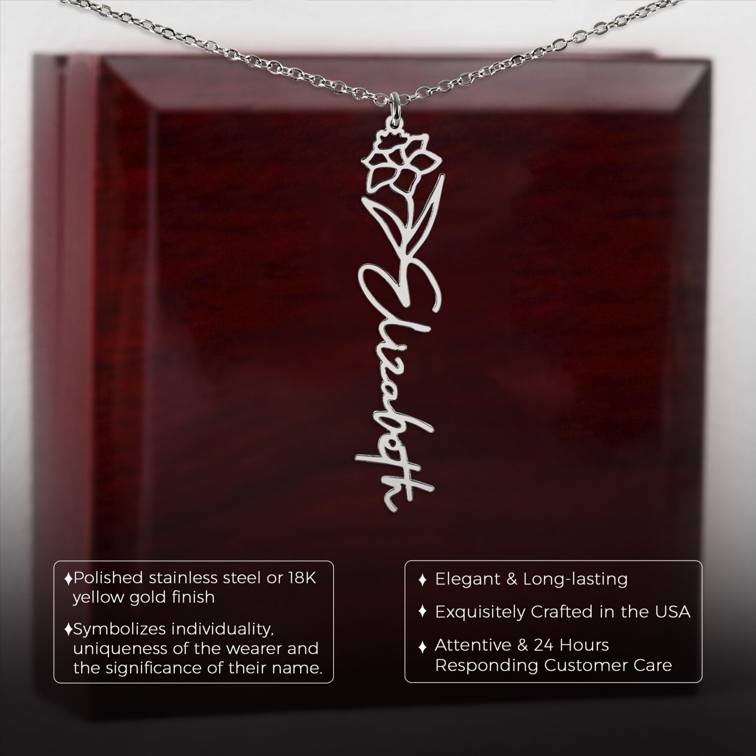 December Birth Flower Necklace Custom Elegant Gift - JEMINES