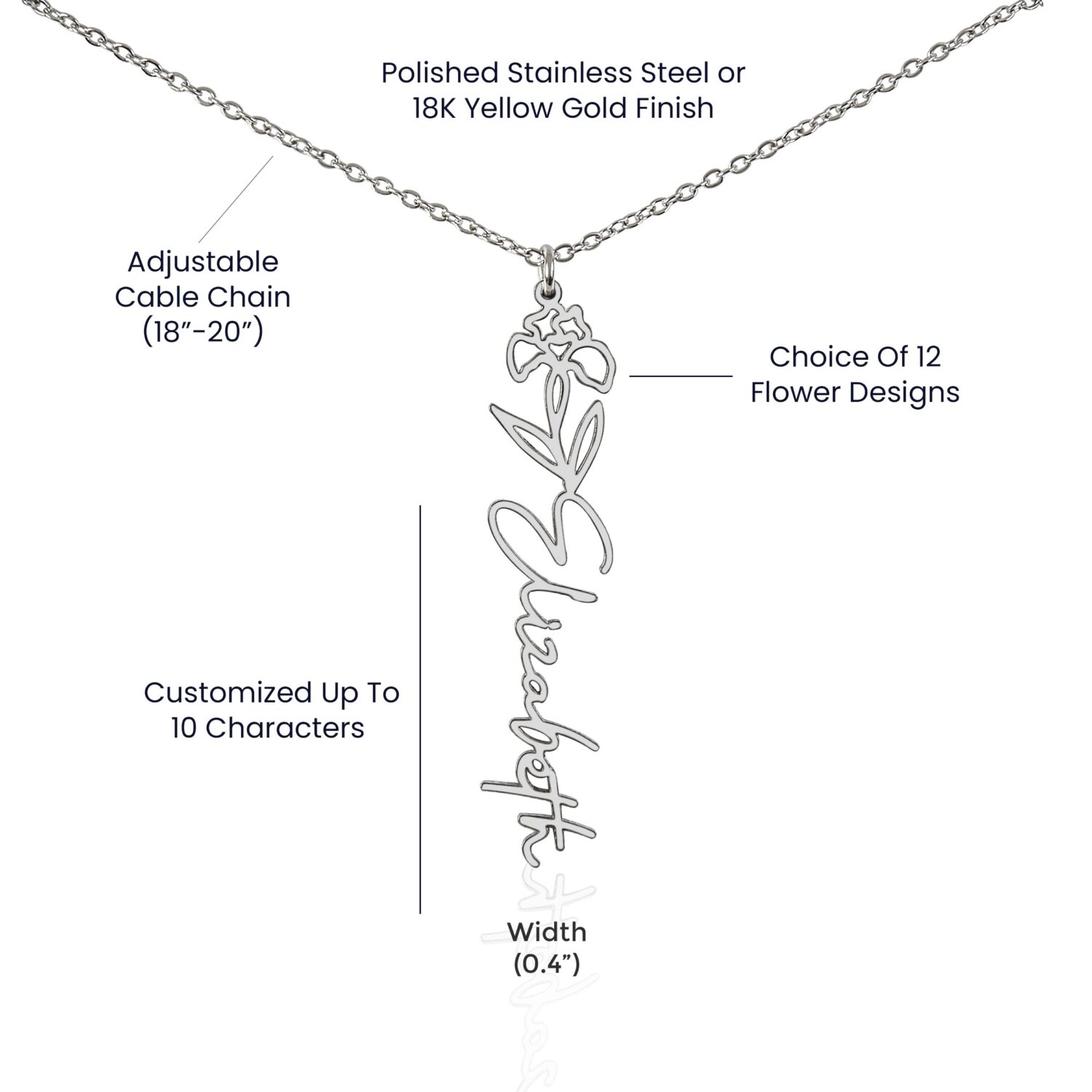 February Birth Flower Necklace Custom Elegant Gift - JEMINES