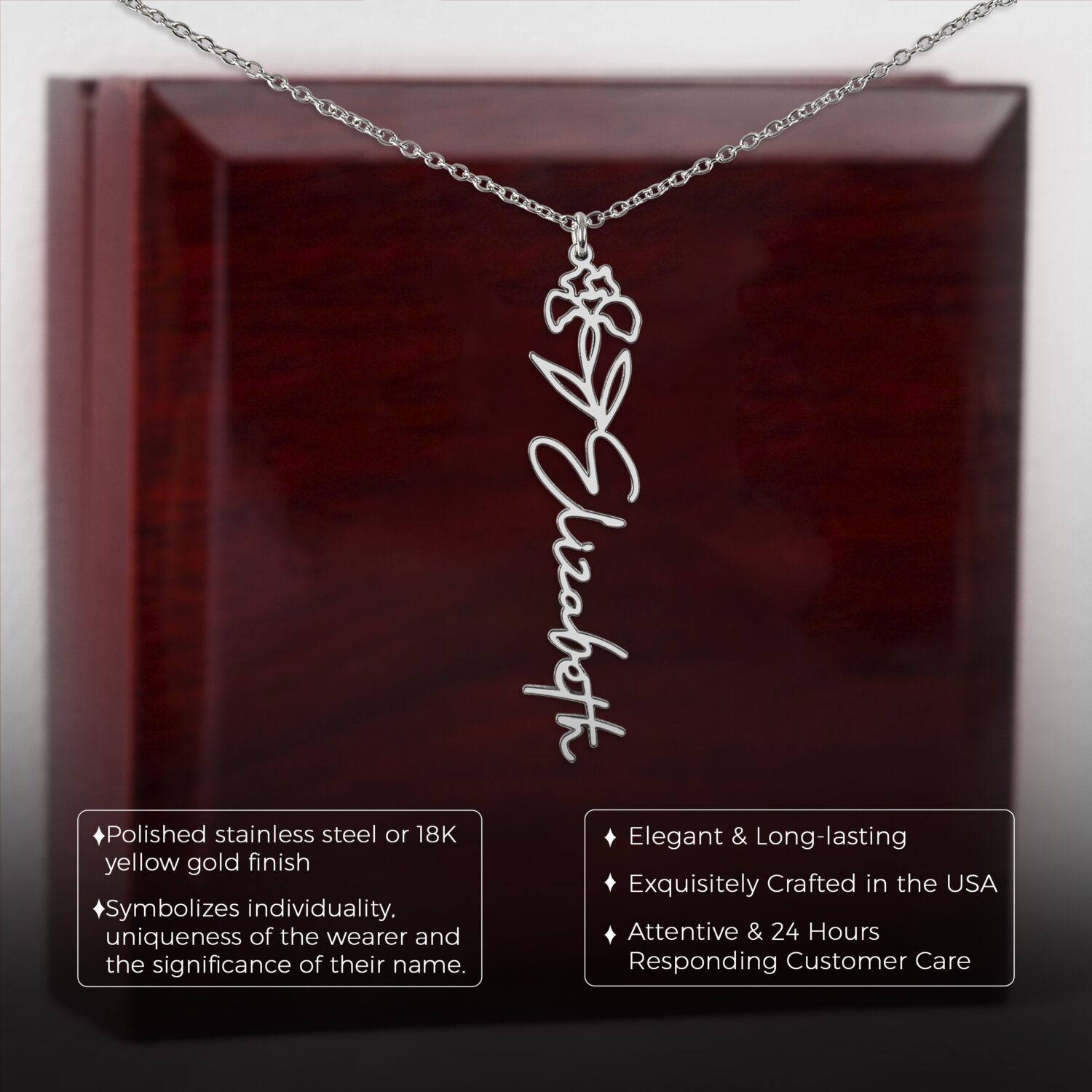 February Birth Flower Necklace Custom Elegant Gift - JEMINES