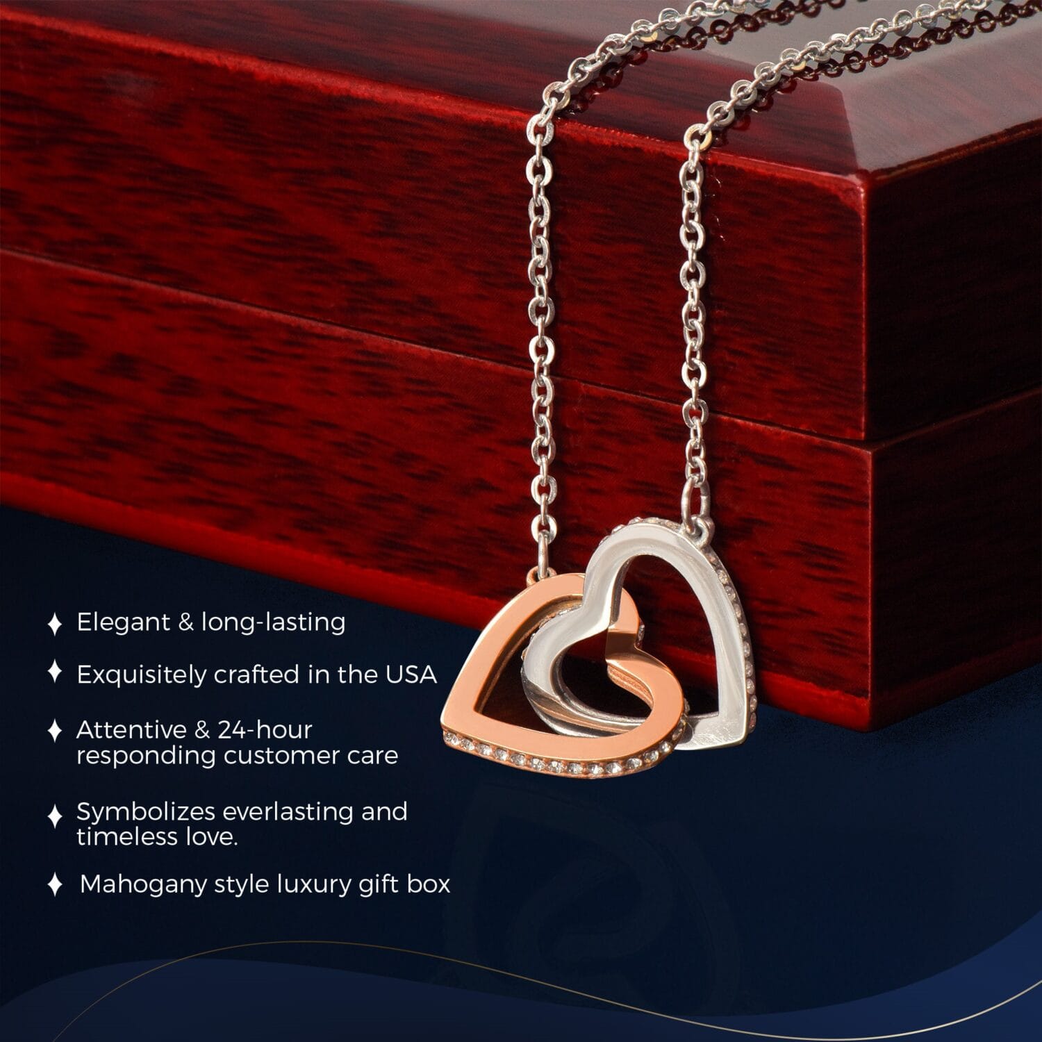 Friend Interlocking Hearts Necklace Elegant Gift - JEMINES