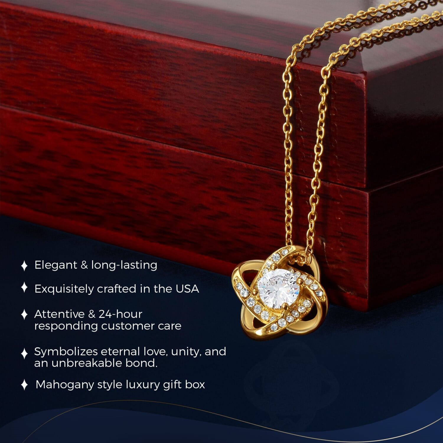 Friend Love Knot Gold Necklace Elegant Gift - JEMINES