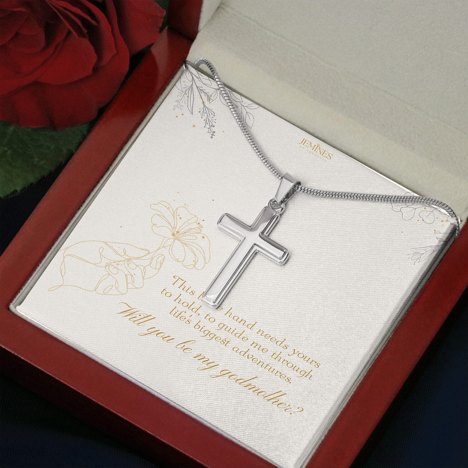 Godmother Artisan Cross Necklace Elegant Gift - JEMINES