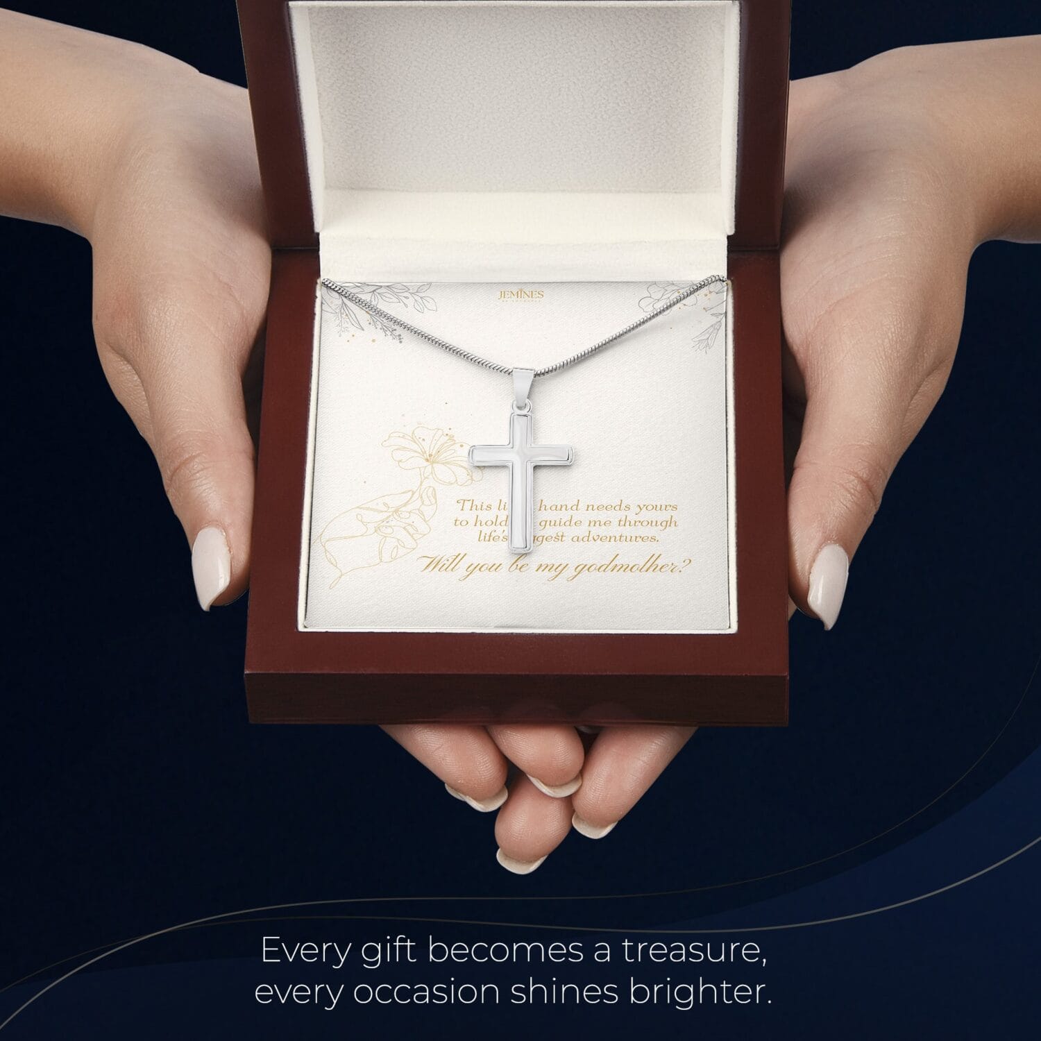 Godmother Artisan Cross Necklace Elegant Gift - JEMINES