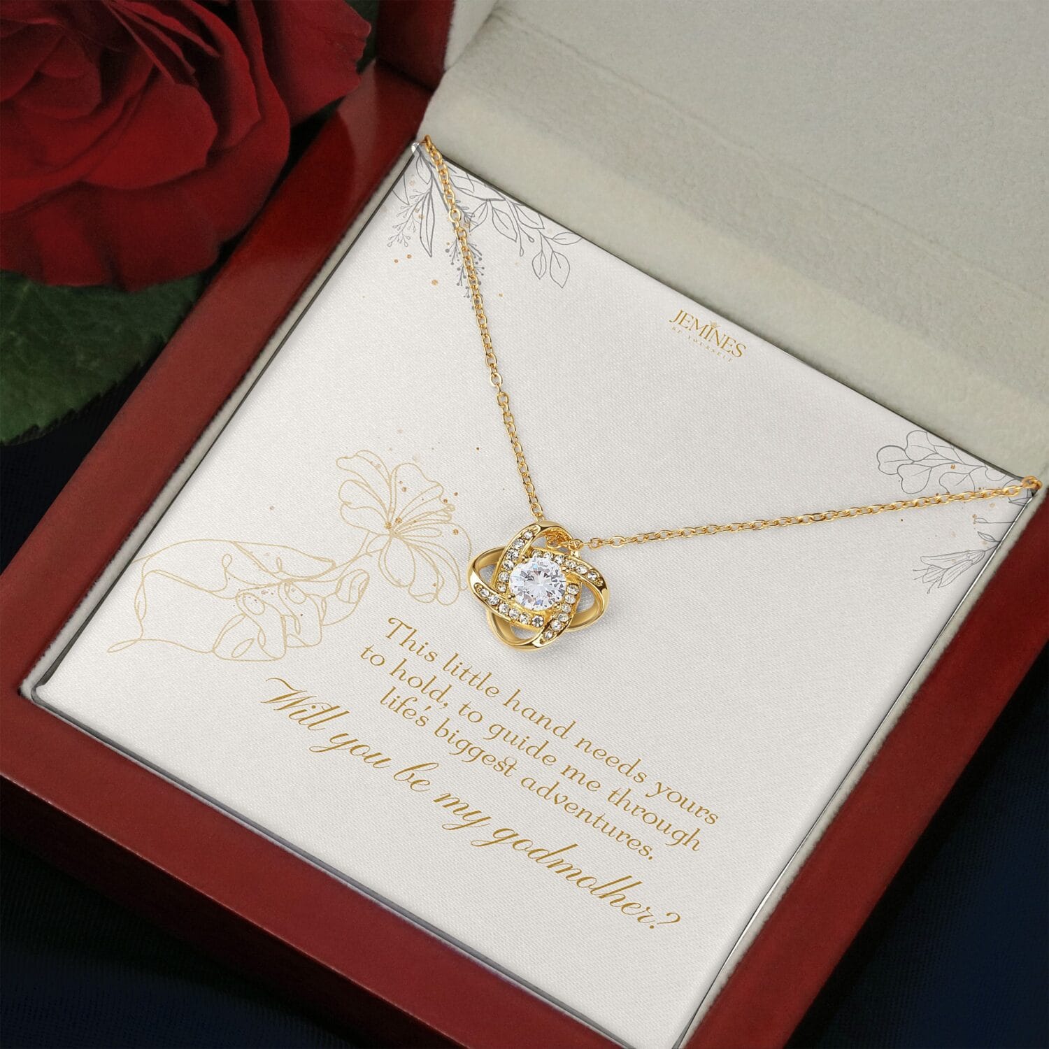 Godmother Love Knot Gold Necklace Elegant Gift - JEMINES