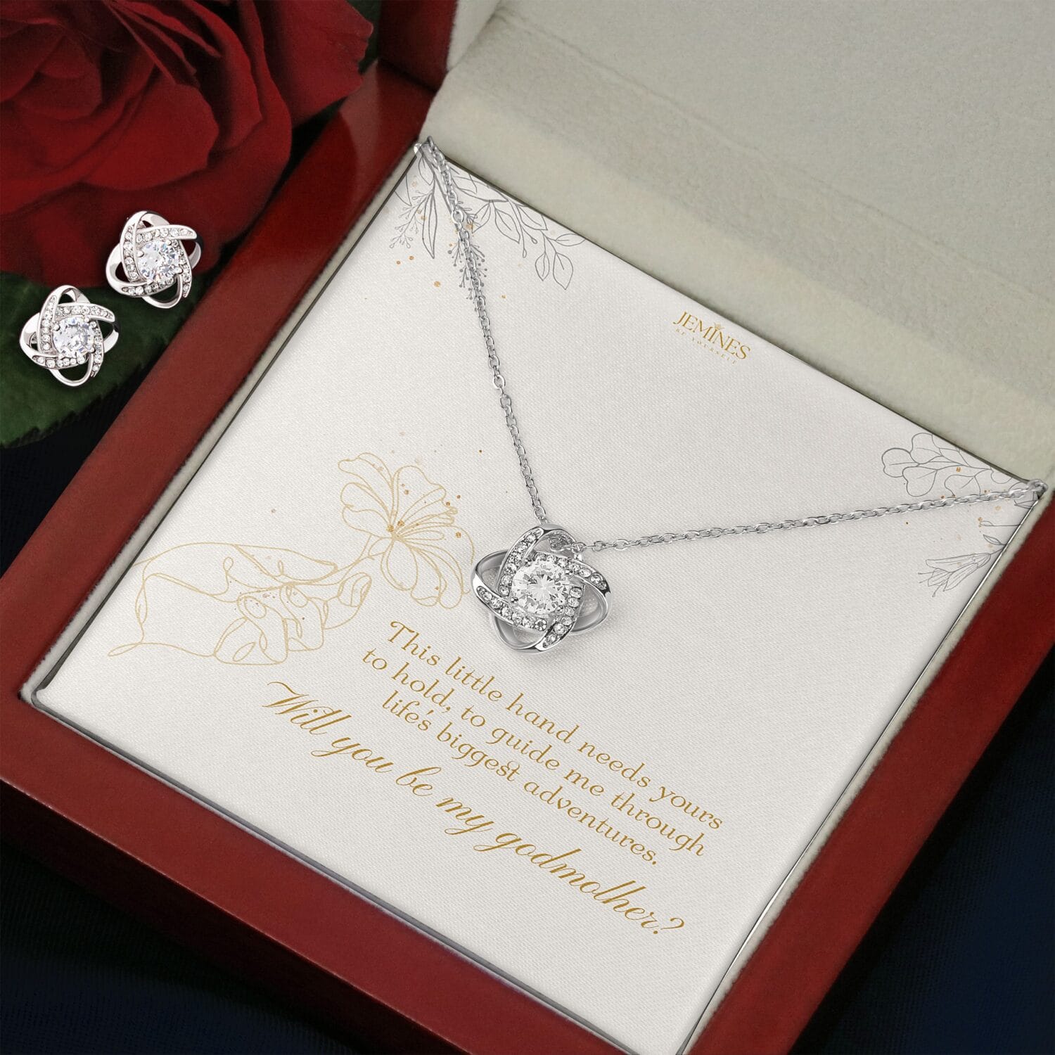 Godmother Love Knot Set Necklace Elegant Gift - JEMINES