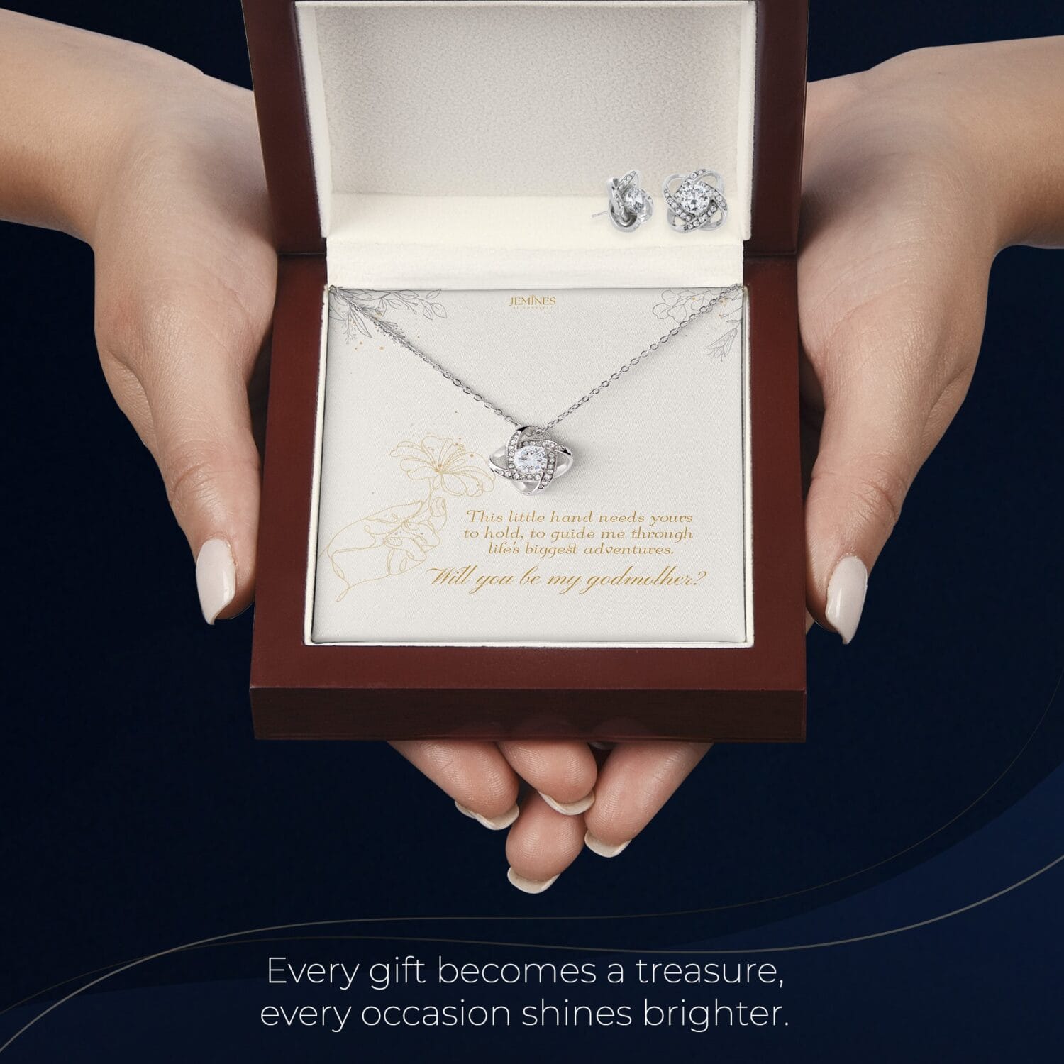 Godmother Love Knot Set Necklace Elegant Gift - JEMINES