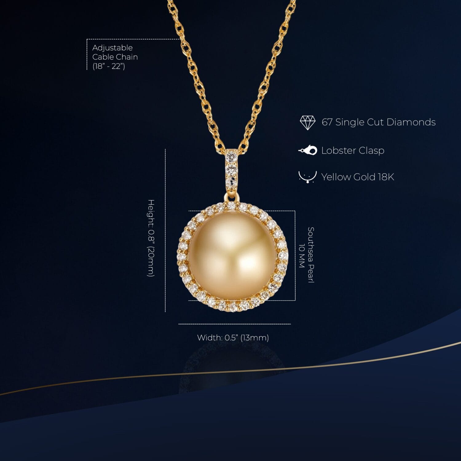 Alternative view of Golden South Sea Pearl Necklace Elegant Gift