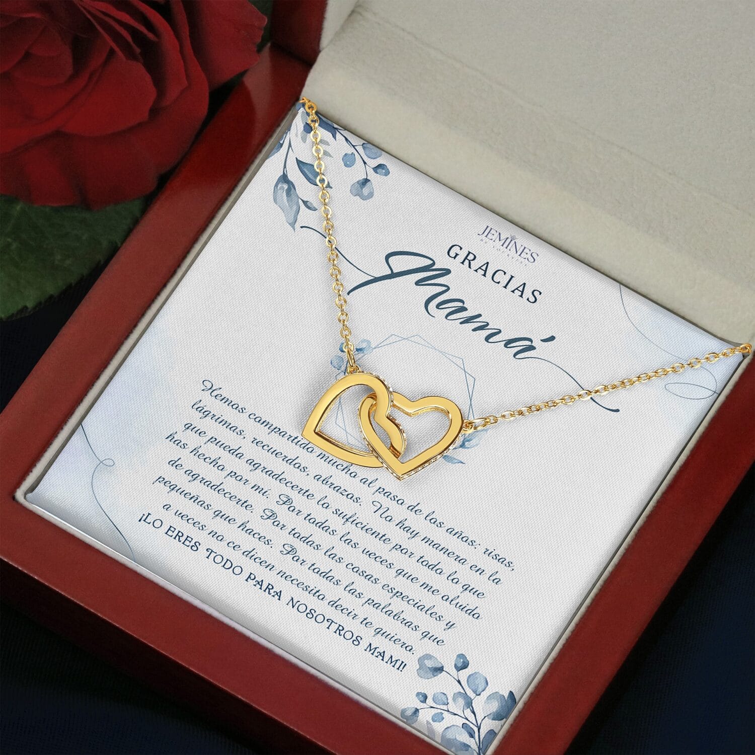 Gracias Mama Interlocking Gold Necklace Elegant Gift - JEMINES