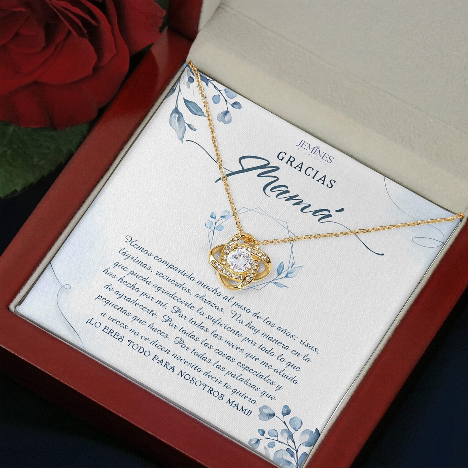 Gracias Mama Love Knot Gold Necklace Elegant Gift - JEMINES