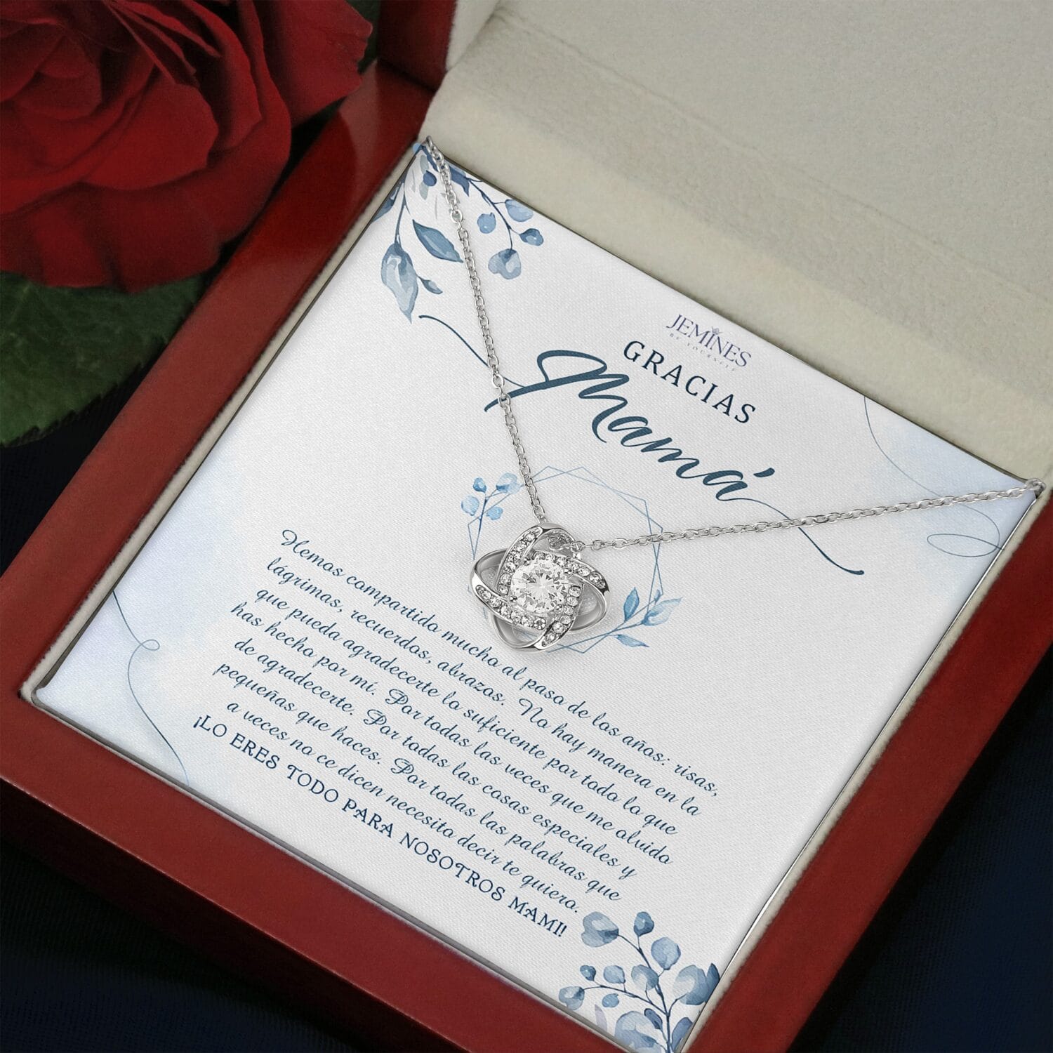 Gracias Mama Love Knot Necklace Elegant Gift - JEMINES